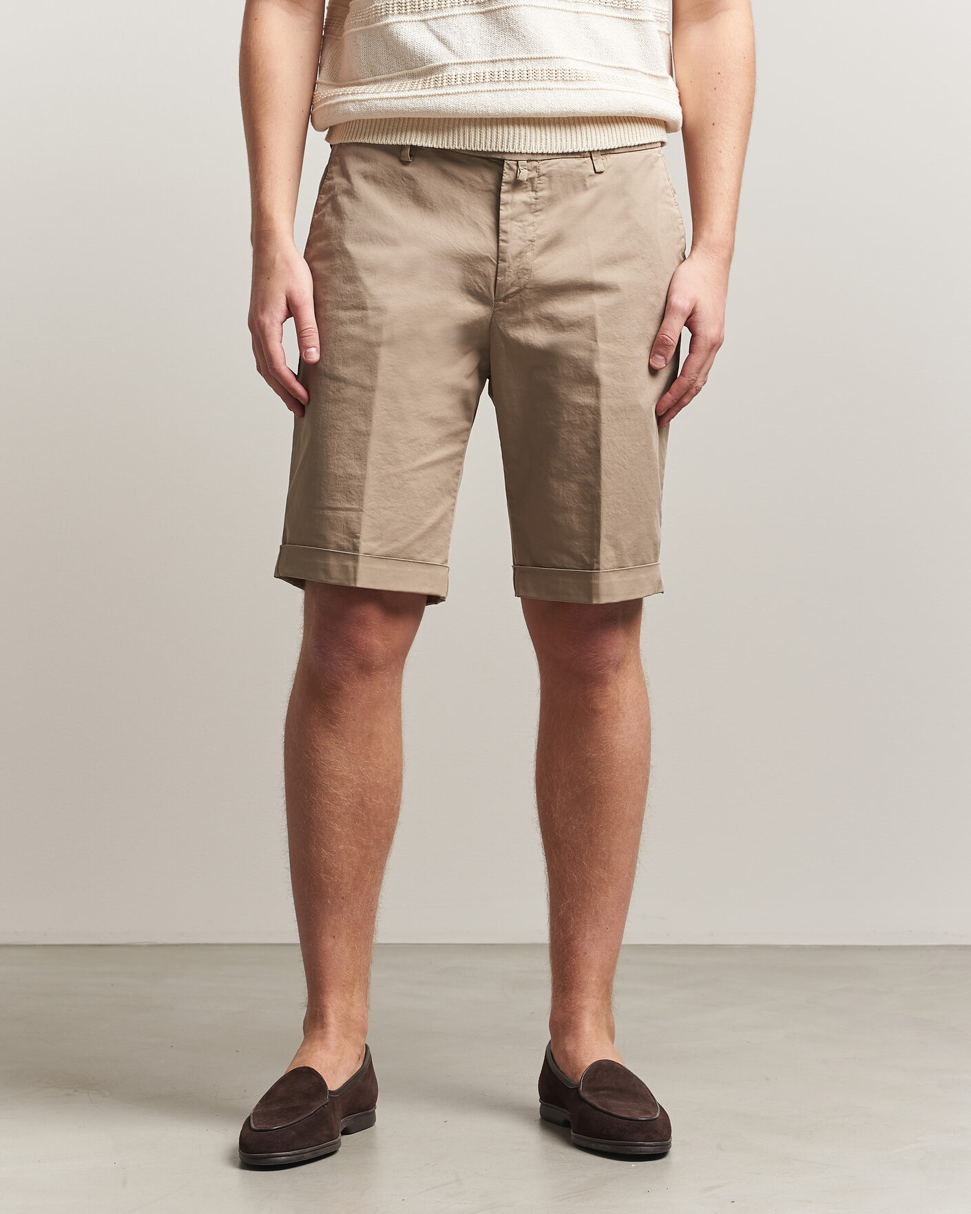 Mies | Shortsit | Briglia 1949 | Cotton Stretch Shorts Taupe