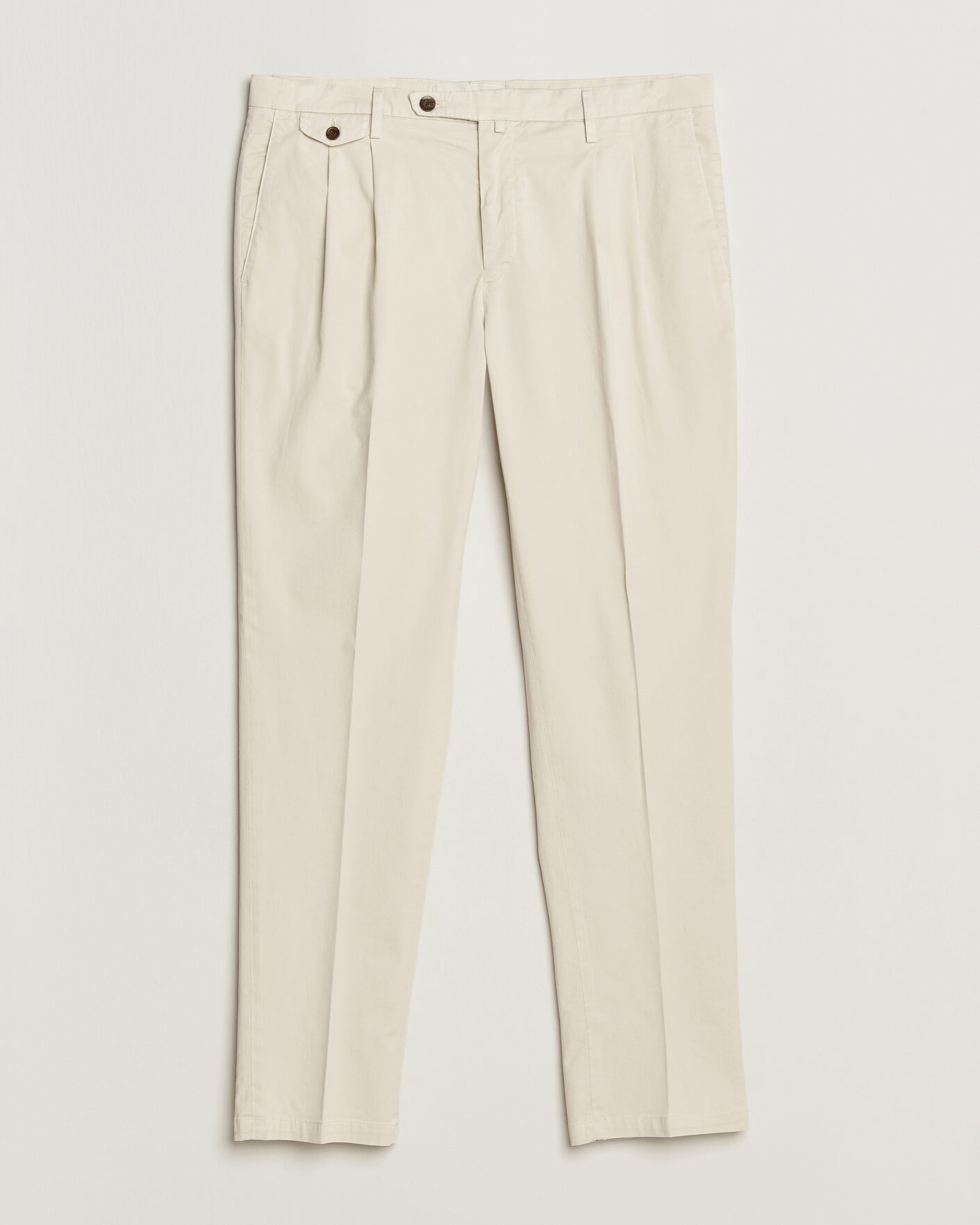 Mies | Housut | Briglia 1949 | Easy Fit Pleated Cotton Stretch Chino Cream