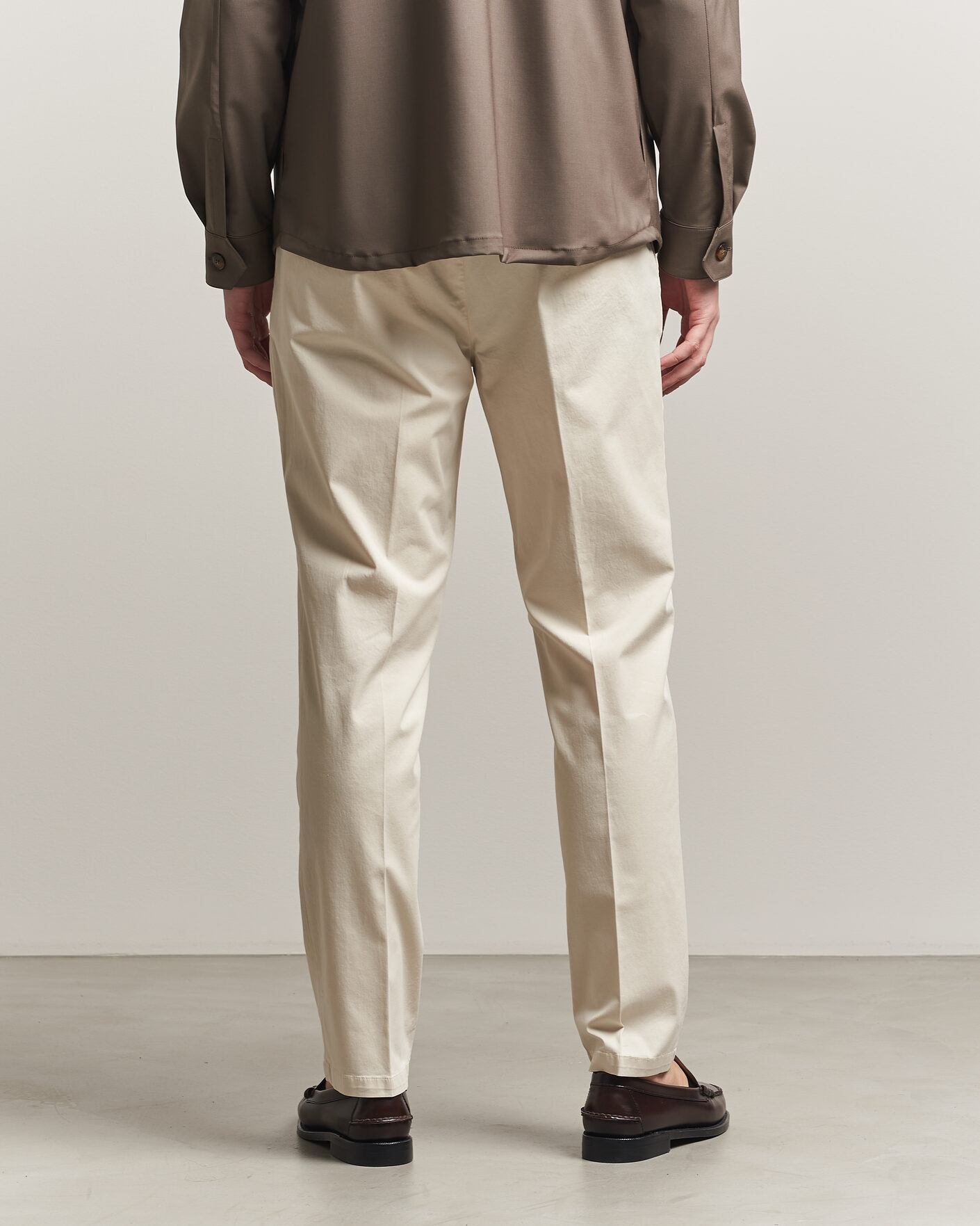 Mies | Housut | Briglia 1949 | Easy Fit Pleated Cotton Stretch Chino Cream