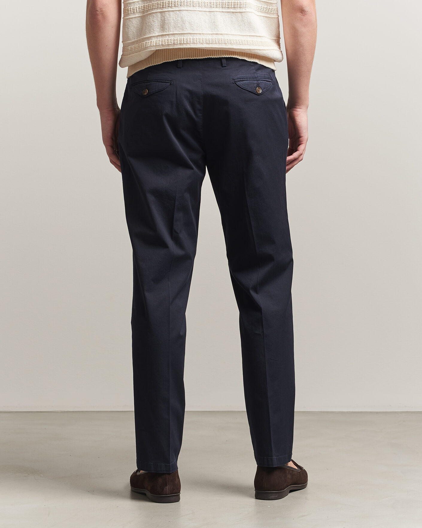 Mies | Housut | Briglia 1949 | Easy Fit Pleated Cotton Stretch Chino Navy