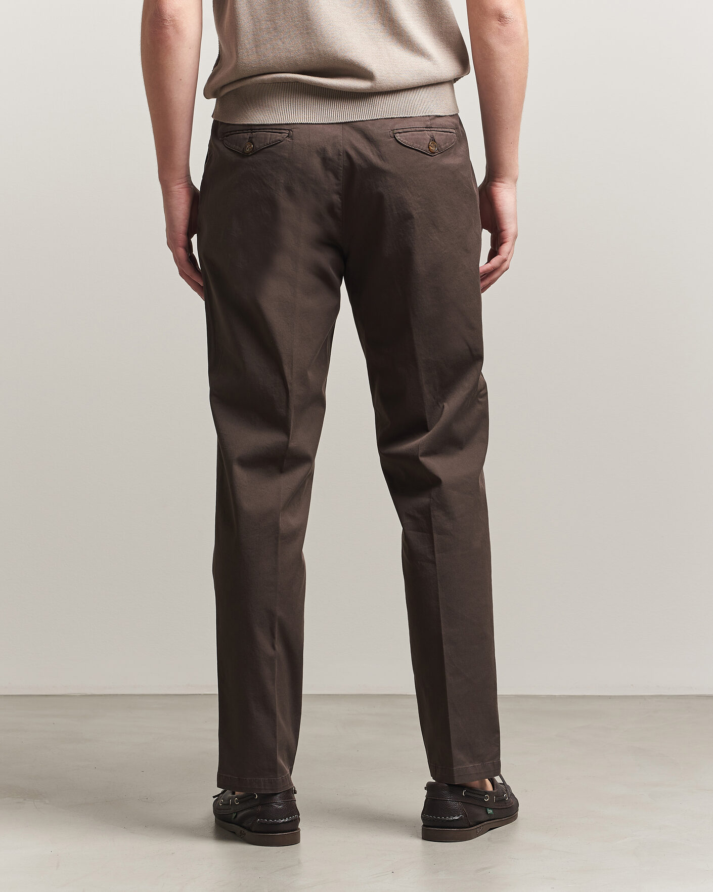 Mies | Housut | Briglia 1949 | Easy Fit Pleated Cotton Stretch Chino Brown