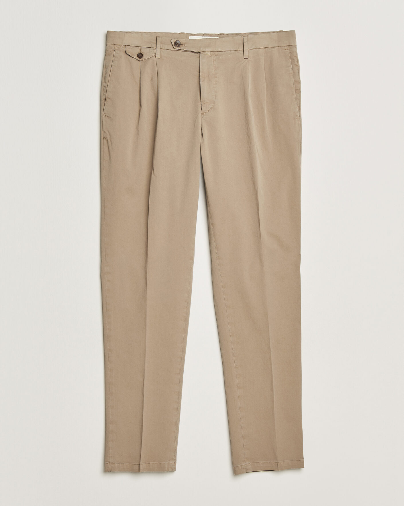 Mies | Housut | Briglia 1949 | Easy Fit Pleated Cotton Stretch Chino Taupe
