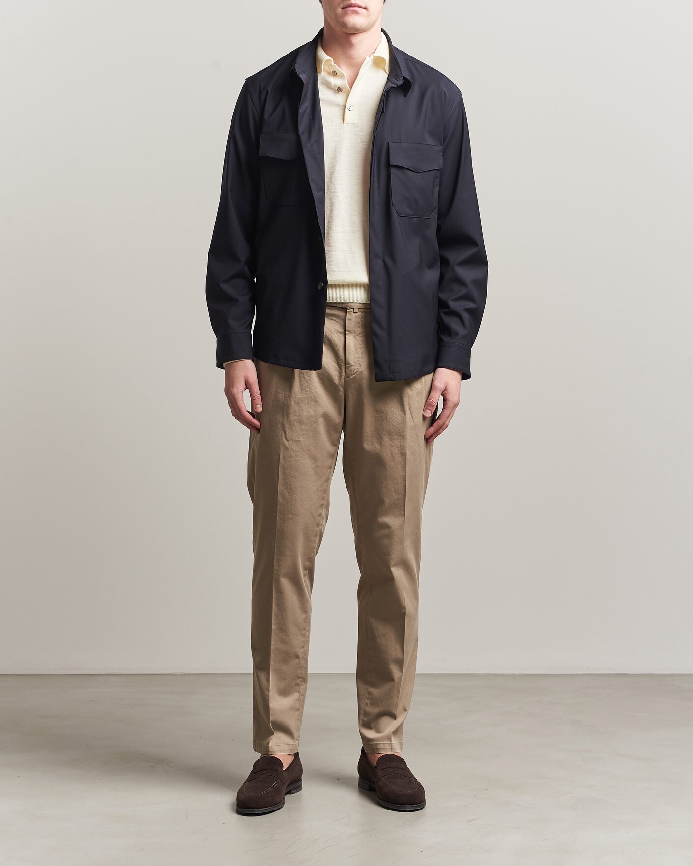 Mies | Housut | Briglia 1949 | Easy Fit Pleated Cotton Stretch Chino Taupe