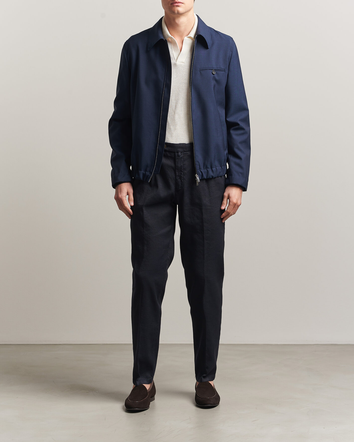 Mies | Housut | Briglia 1949 | Pleated Linen Trousers Navy