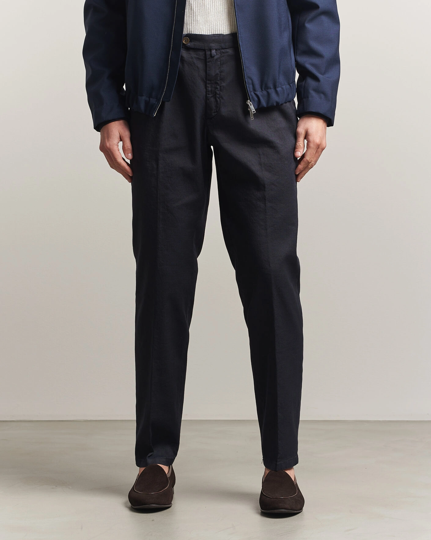 Mies | Housut | Briglia 1949 | Pleated Linen Trousers Navy