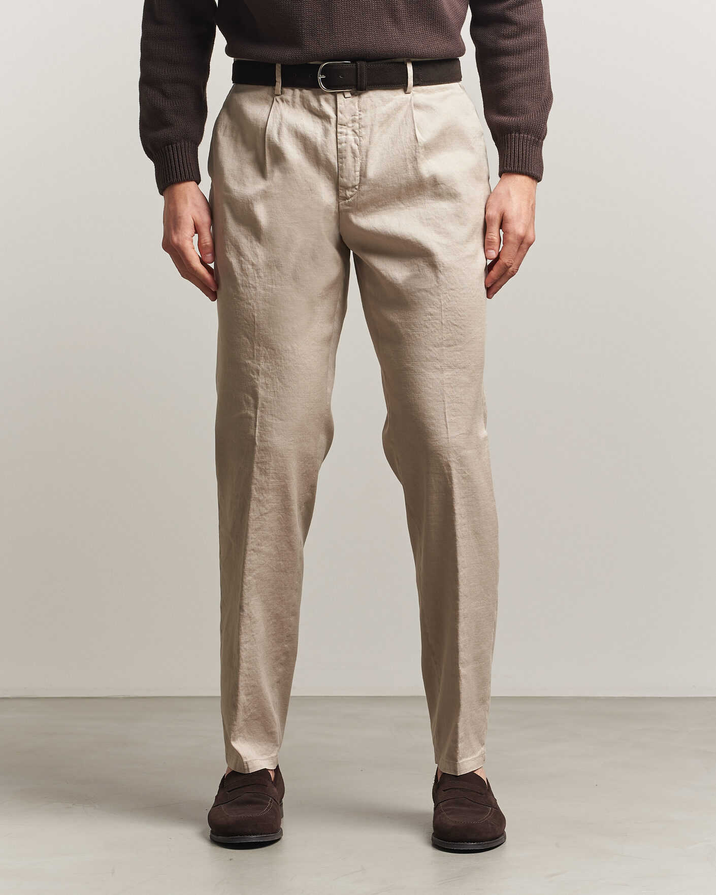 Mies | Housut | Briglia 1949 | Pleated Linen Trousers Beige