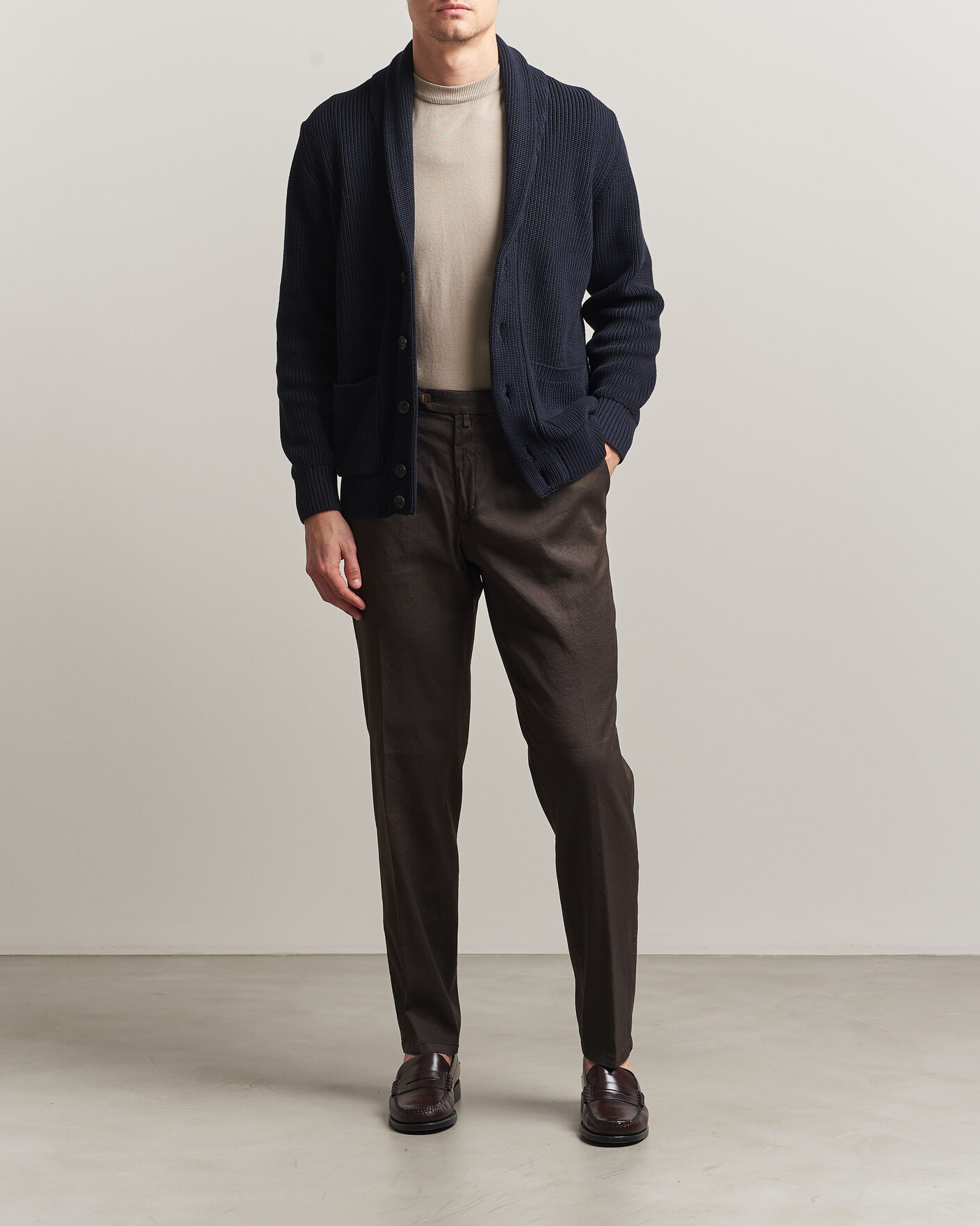 Mies | Housut | Briglia 1949 | Pleated Linen Trousers Brown