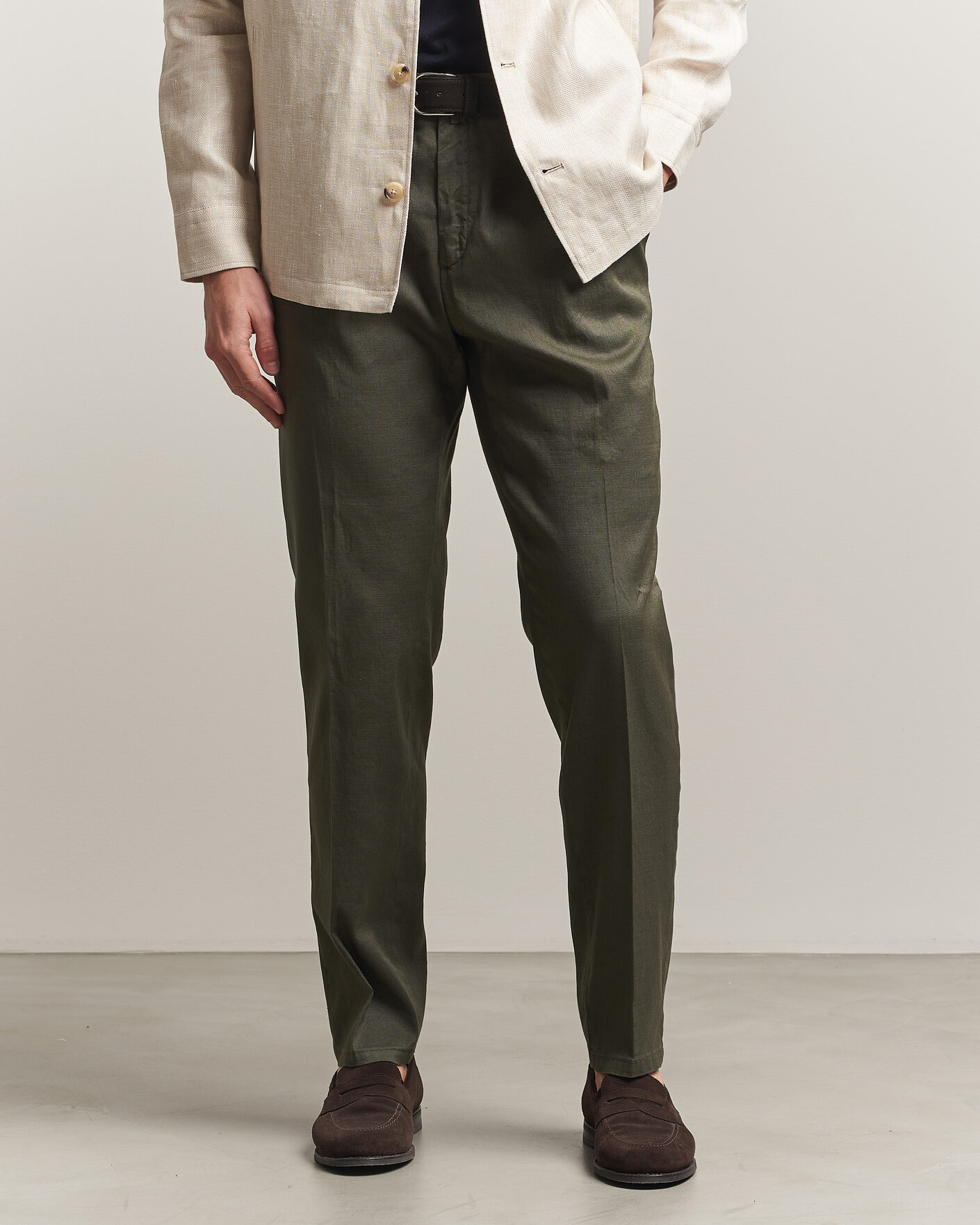 Mies | Housut | Briglia 1949 | Pleated Linen Trousers Olive