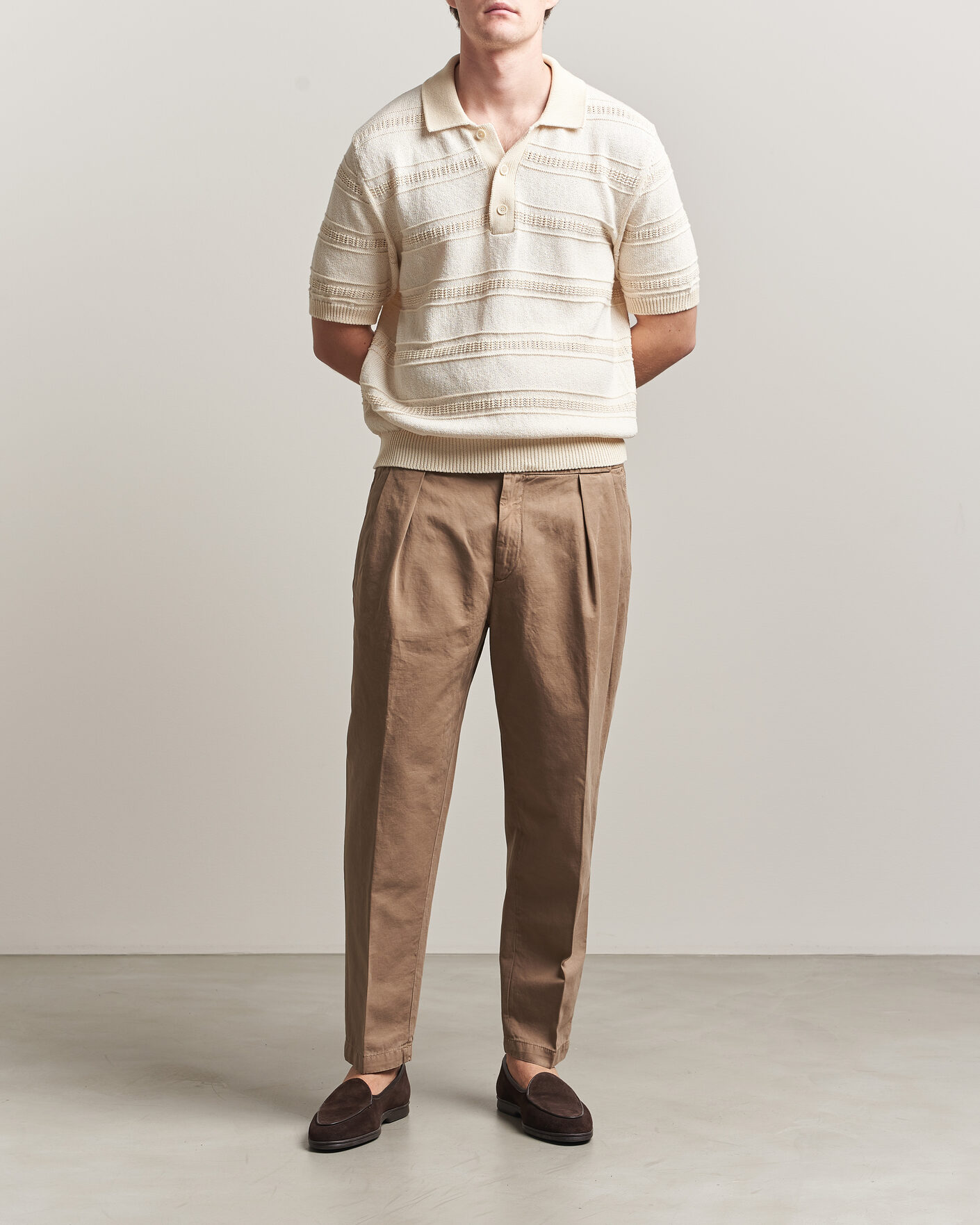 Mies | Housut | Briglia 1949 | Portobello Loose Fit Cotton/Linen Trousers Beige