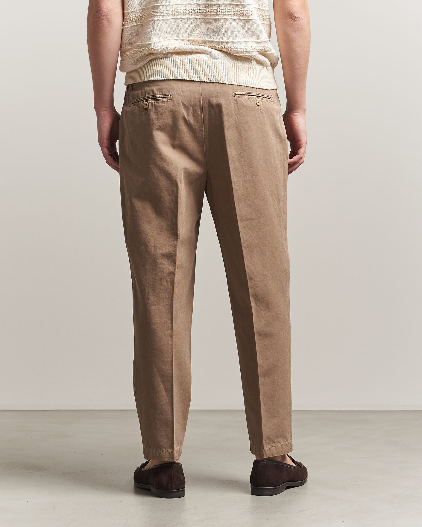 Mies | Housut | Briglia 1949 | Portobello Loose Fit Cotton/Linen Trousers Beige