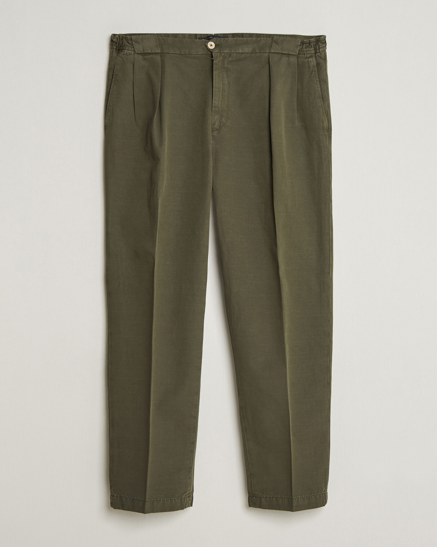 Mies | Housut | Briglia 1949 | Portobello Loose Fit Cotton/Linen Trousers Olive