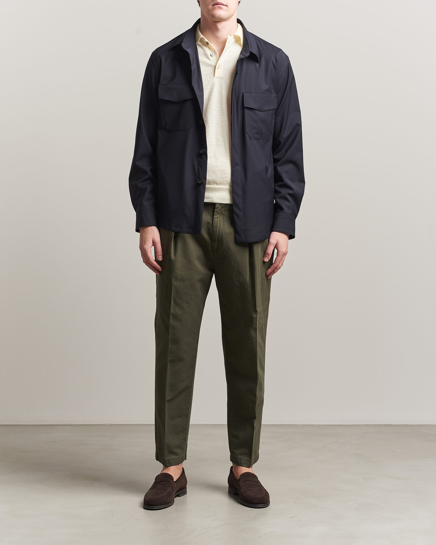 Mies | Housut | Briglia 1949 | Portobello Loose Fit Cotton/Linen Trousers Olive