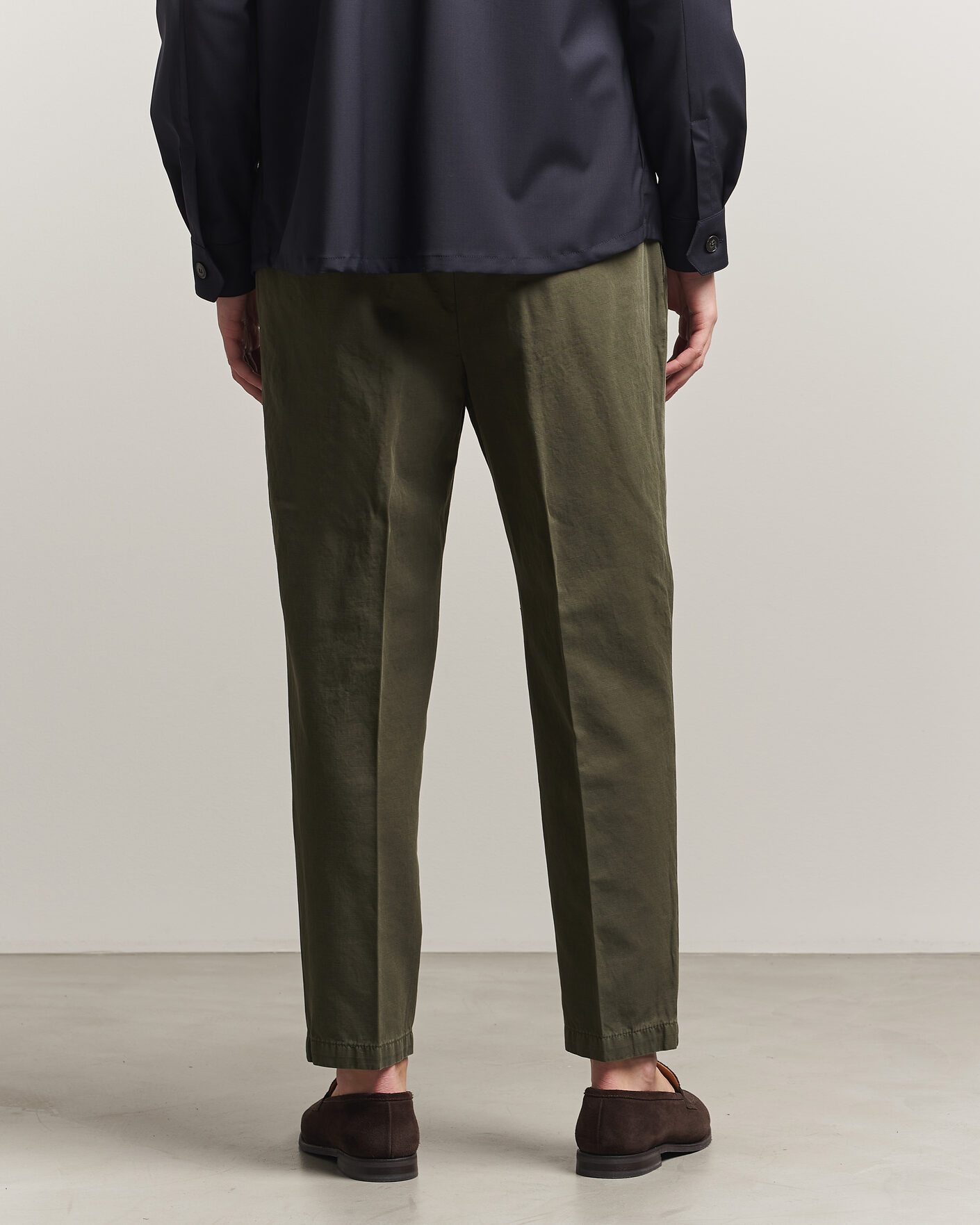 Mies | Housut | Briglia 1949 | Portobello Loose Fit Cotton/Linen Trousers Olive
