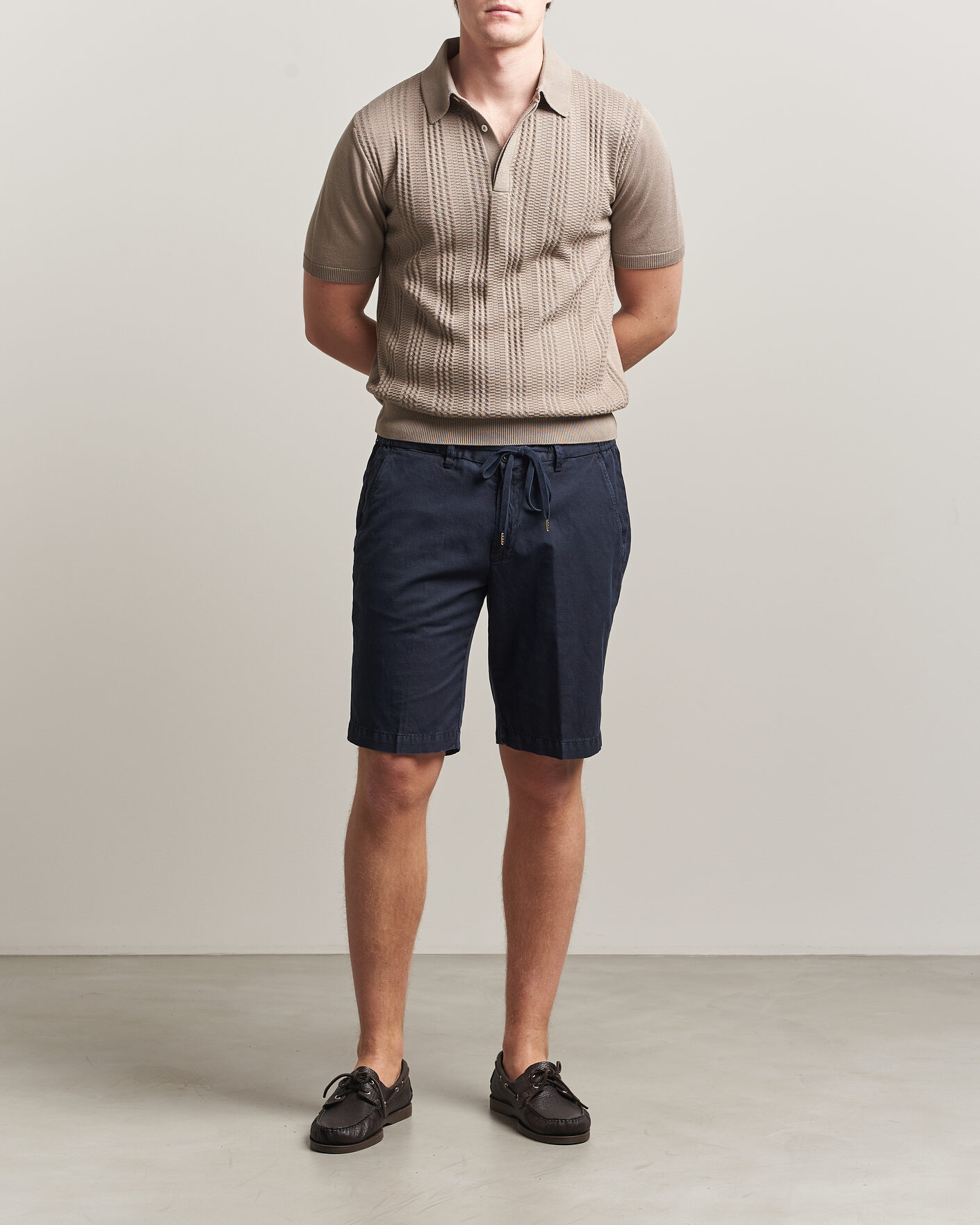 Mies | Shortsit | Briglia 1949 | Cotton/Linen Drawstring Shorts Navy