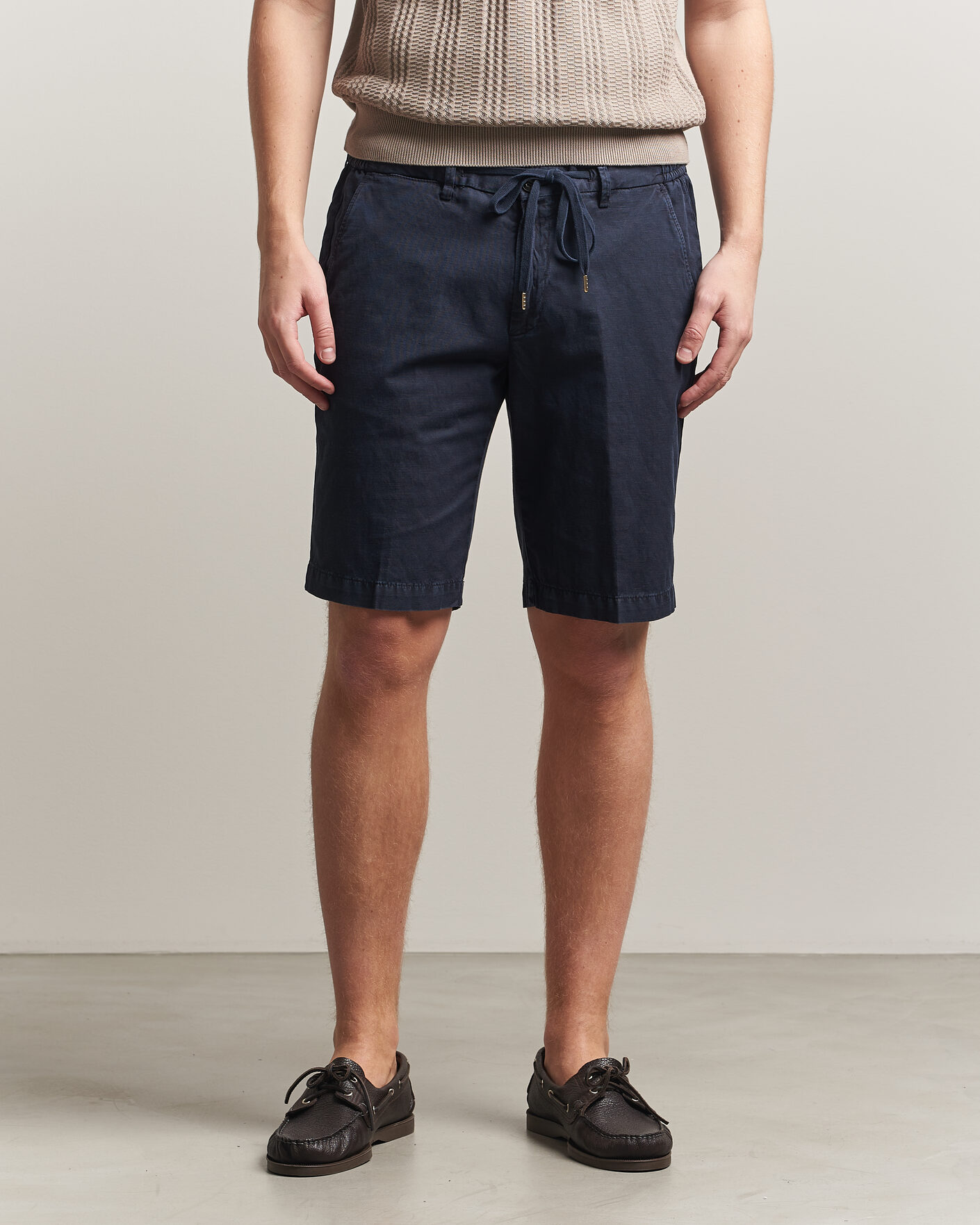 Mies | Shortsit | Briglia 1949 | Cotton/Linen Drawstring Shorts Navy