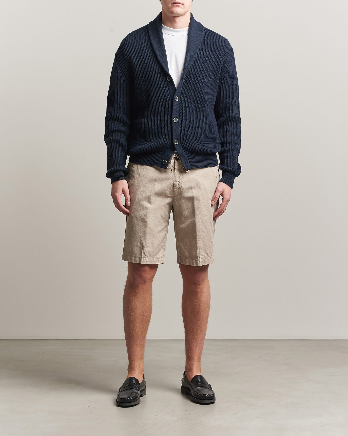 Mies | Shortsit | Briglia 1949 | Cotton/Linen Drawstring Shorts Beige