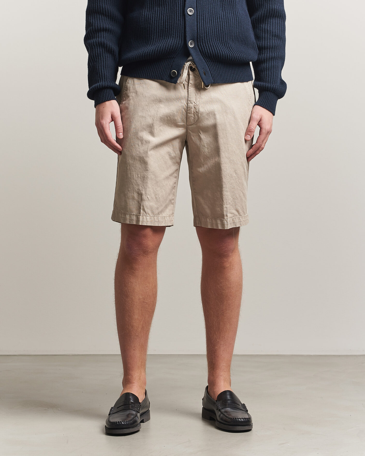 Mies | Shortsit | Briglia 1949 | Cotton/Linen Drawstring Shorts Beige