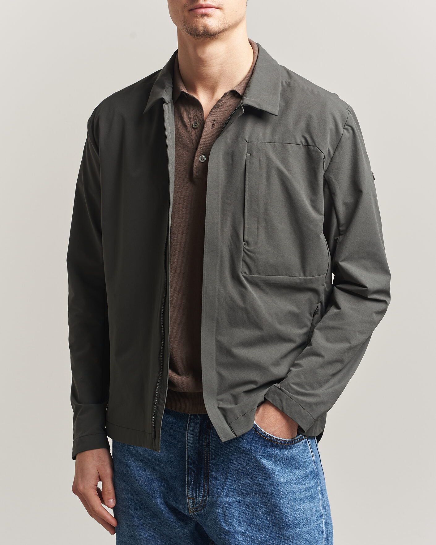 Mies | Takit | Scandinavian Edition | Merge II Stretch Shirt Jacket Dark Olive
