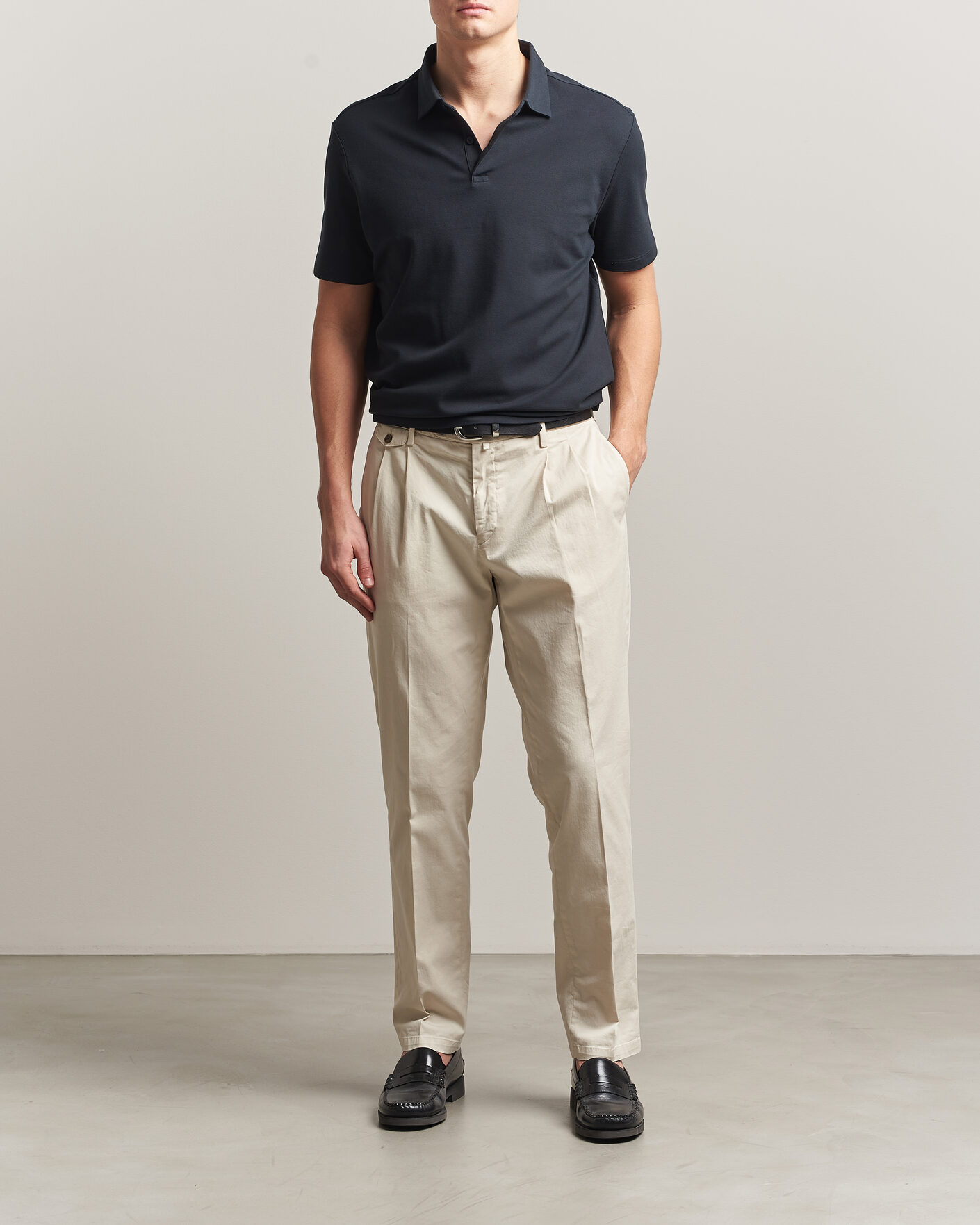 Mies | Pikeet | Charles Tyrwhitt | Smart Stretch Pique Polo Black