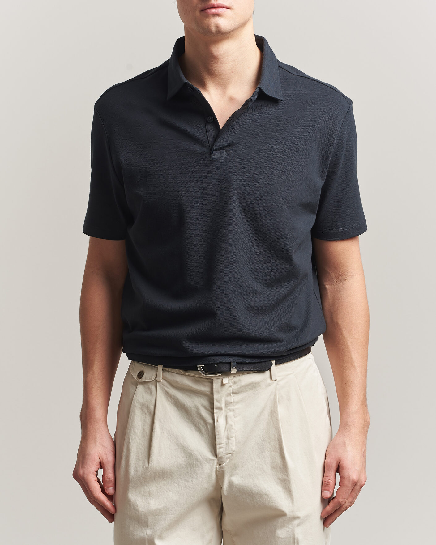 Mies | Pikeet | Charles Tyrwhitt | Smart Stretch Pique Polo Black