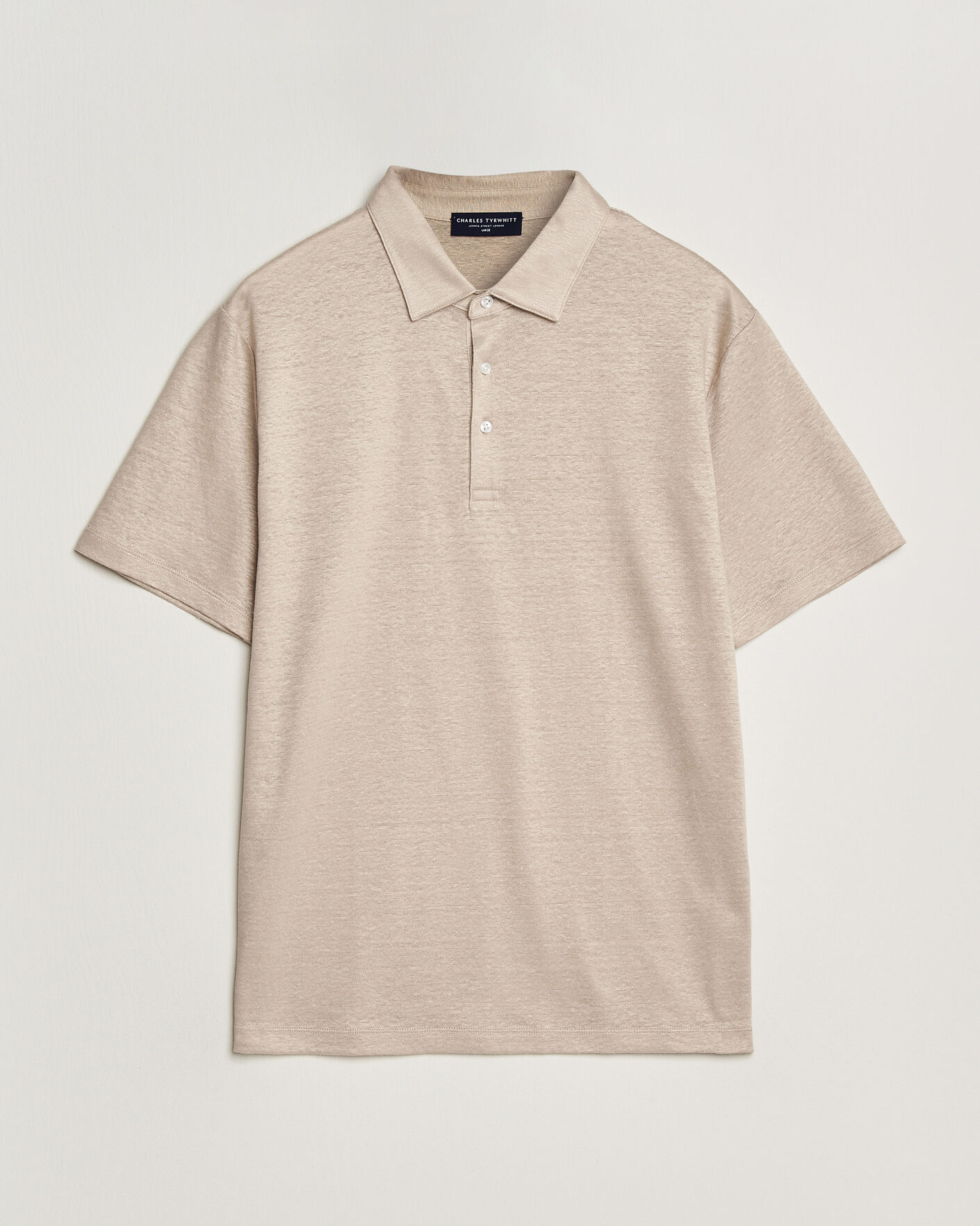 Mies | Pikeet | Charles Tyrwhitt | Short Sleeve Linen Polo Oatmeal