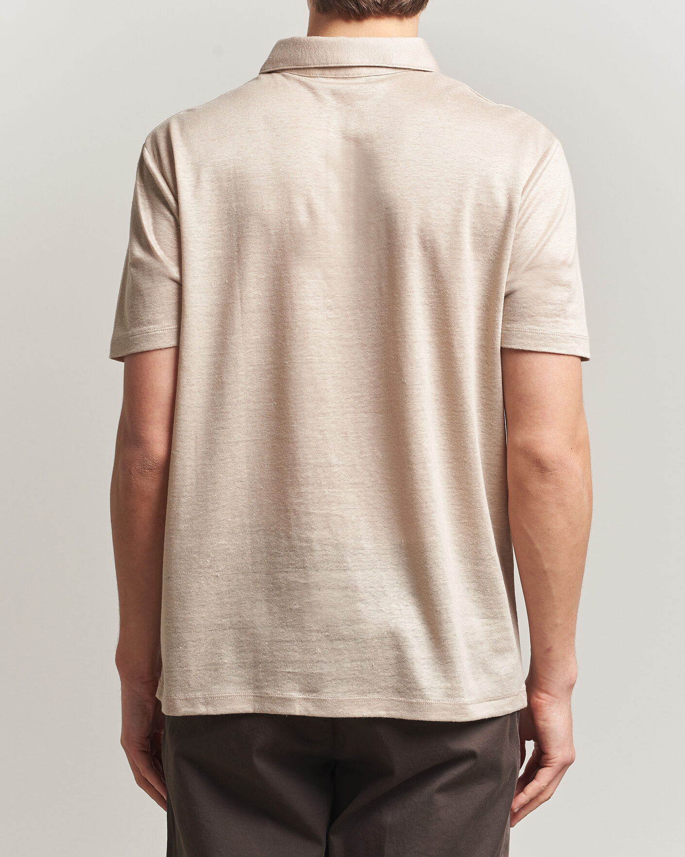Mies | Pikeet | Charles Tyrwhitt | Short Sleeve Linen Polo Oatmeal