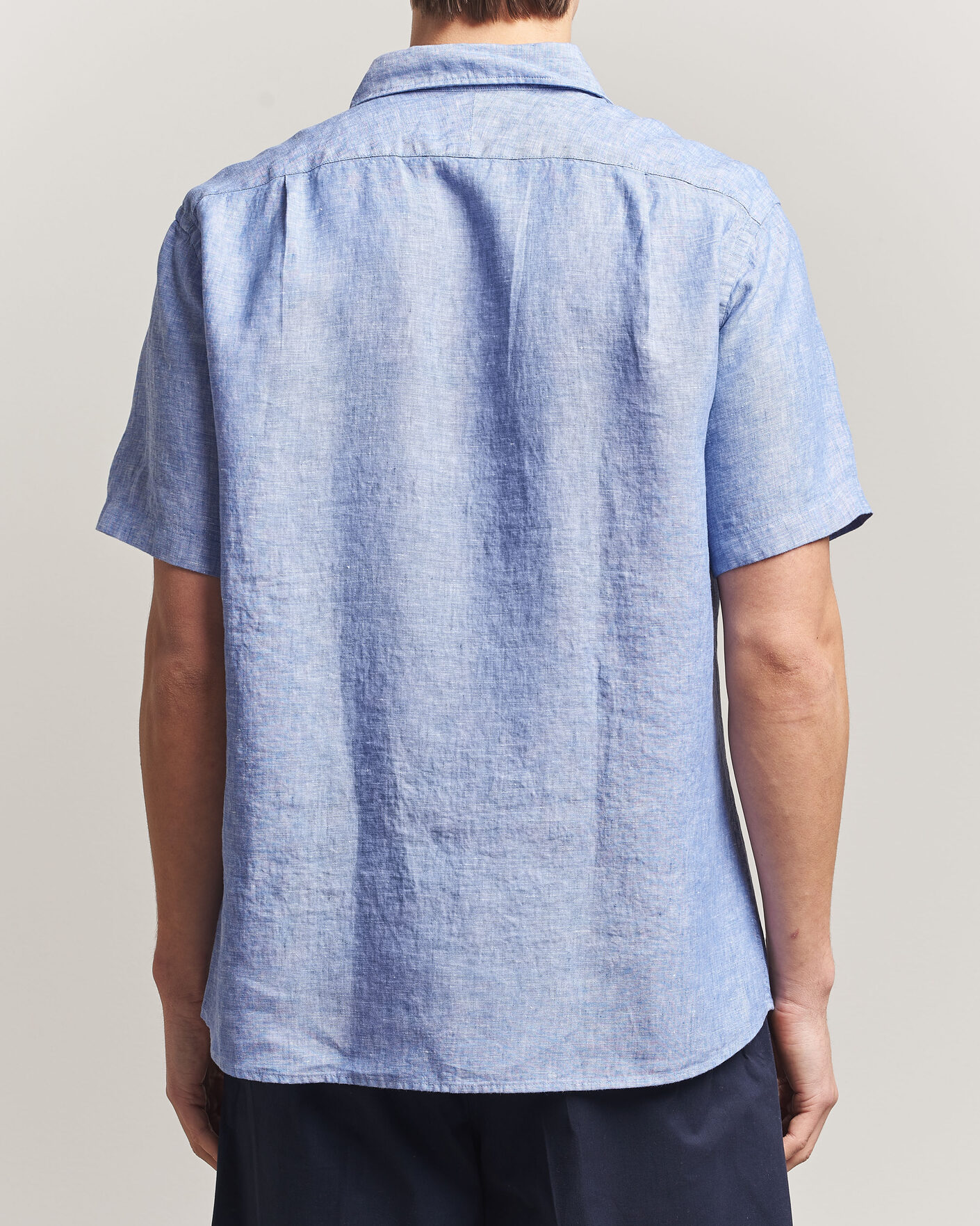 Mies | Kauluspaidat | Charles Tyrwhitt | Pure Linen Short Sleeve Slim Fit Shirt Cornflower Blue