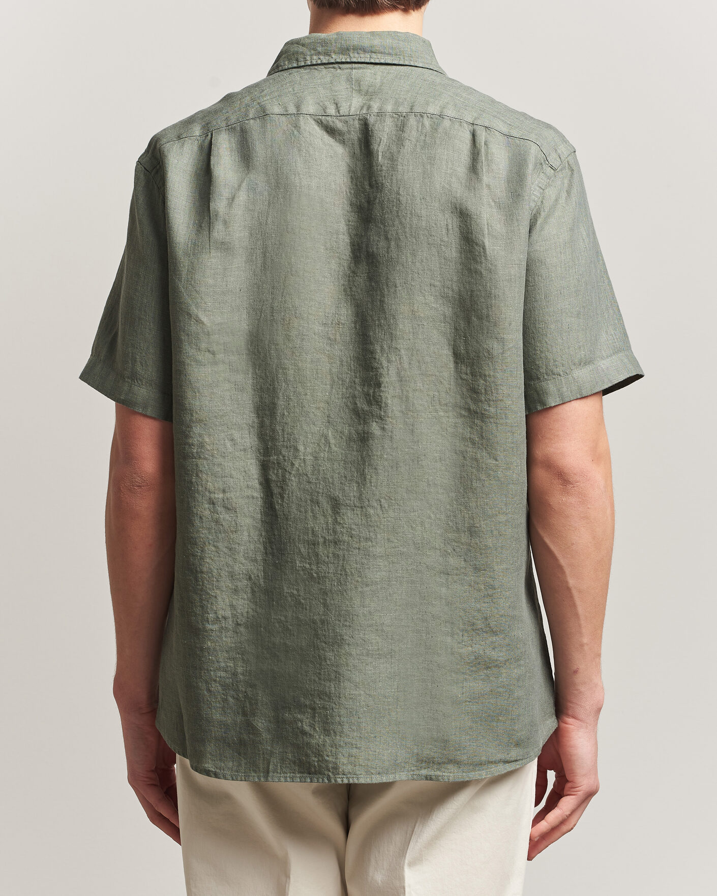 Mies | Kauluspaidat | Charles Tyrwhitt | Pure Linen Short Sleeve Slim Fit Shirt Olive