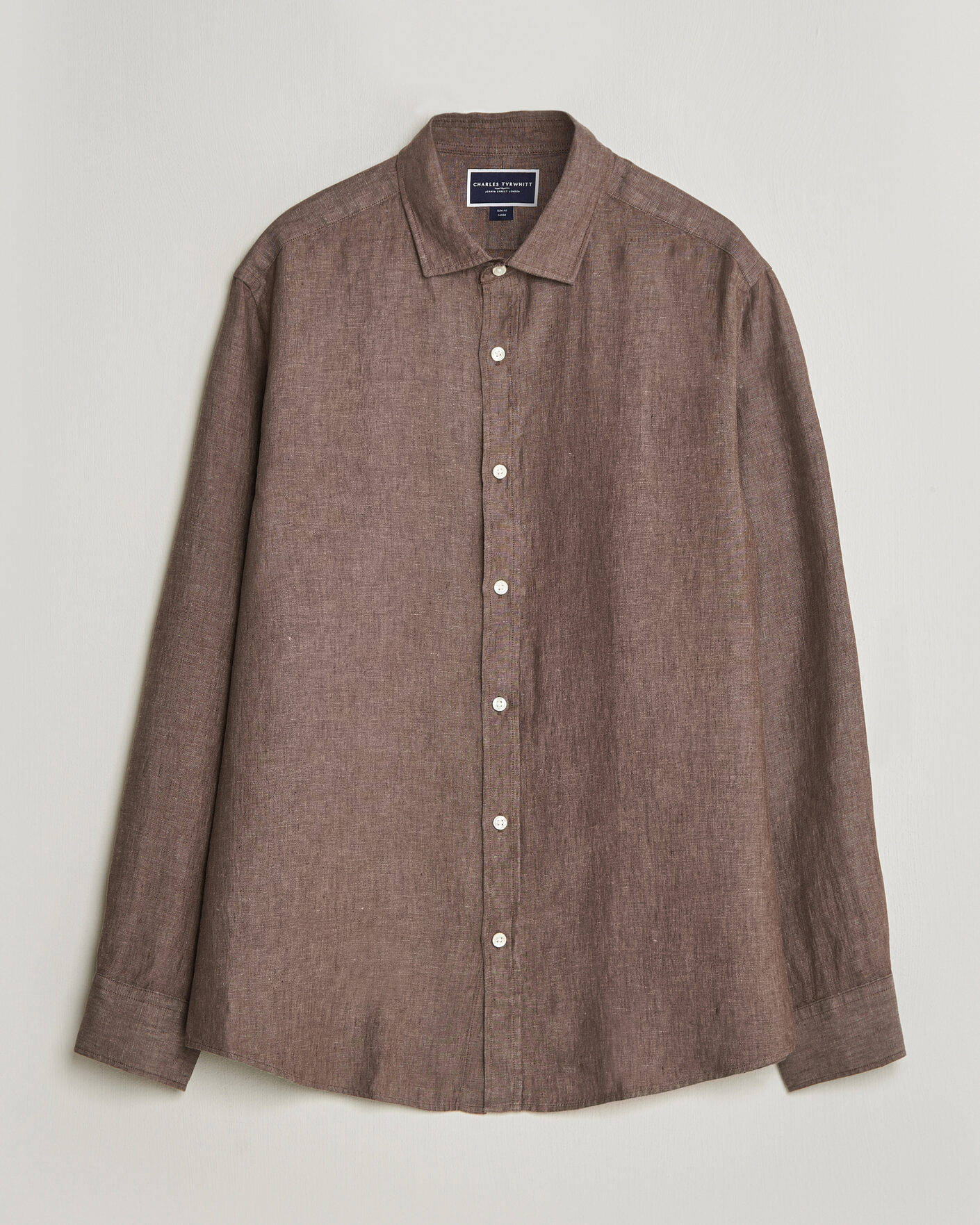 Mies | Kauluspaidat | Charles Tyrwhitt | Pure Linen Slim Fit Shirt Mocha