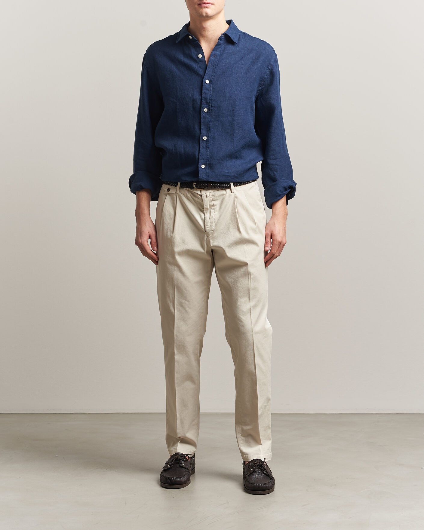 Mies | Kauluspaidat | Charles Tyrwhitt | Pure Linen Slim Fit Shirt Navy