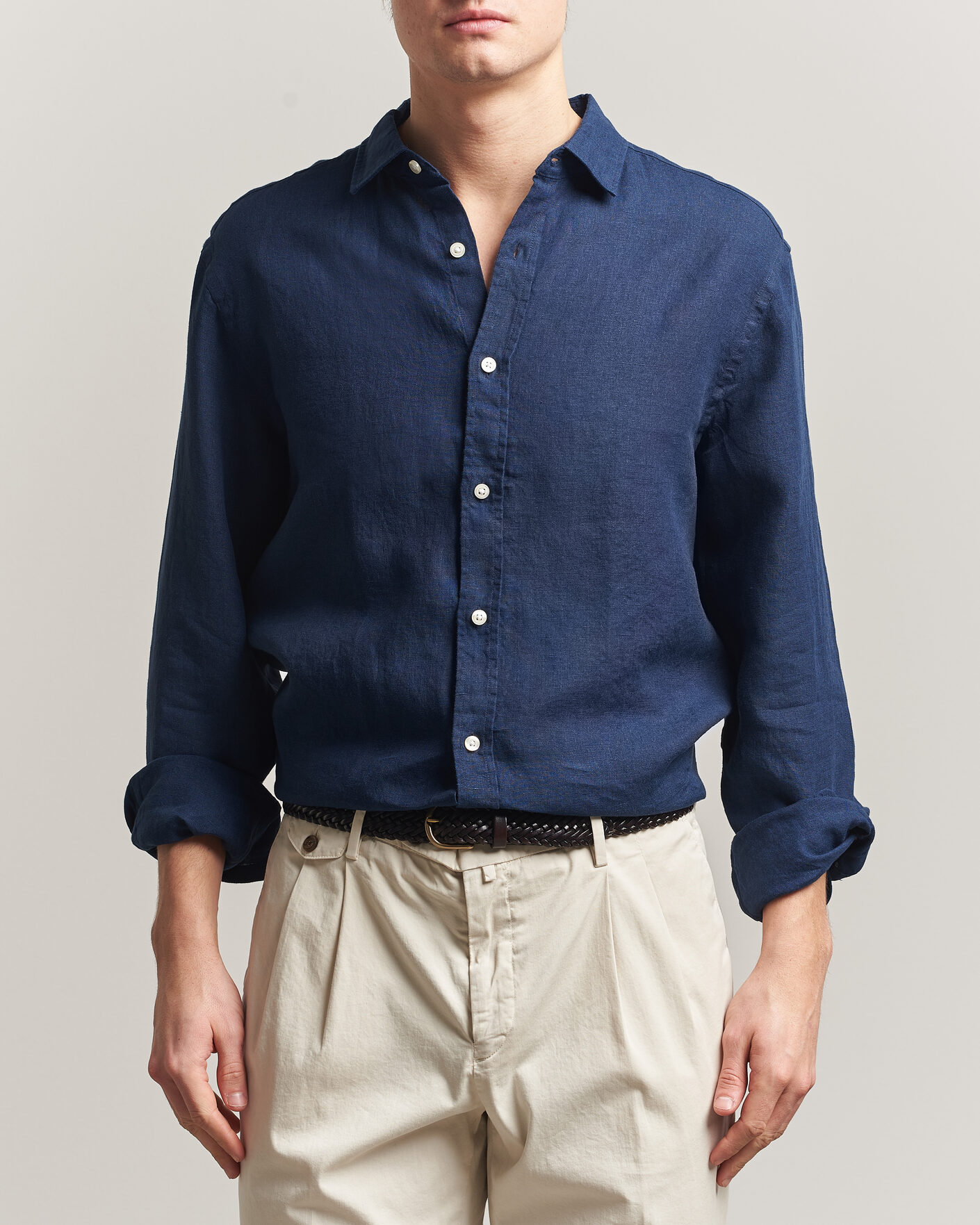 Mies | Kauluspaidat | Charles Tyrwhitt | Pure Linen Slim Fit Shirt Navy
