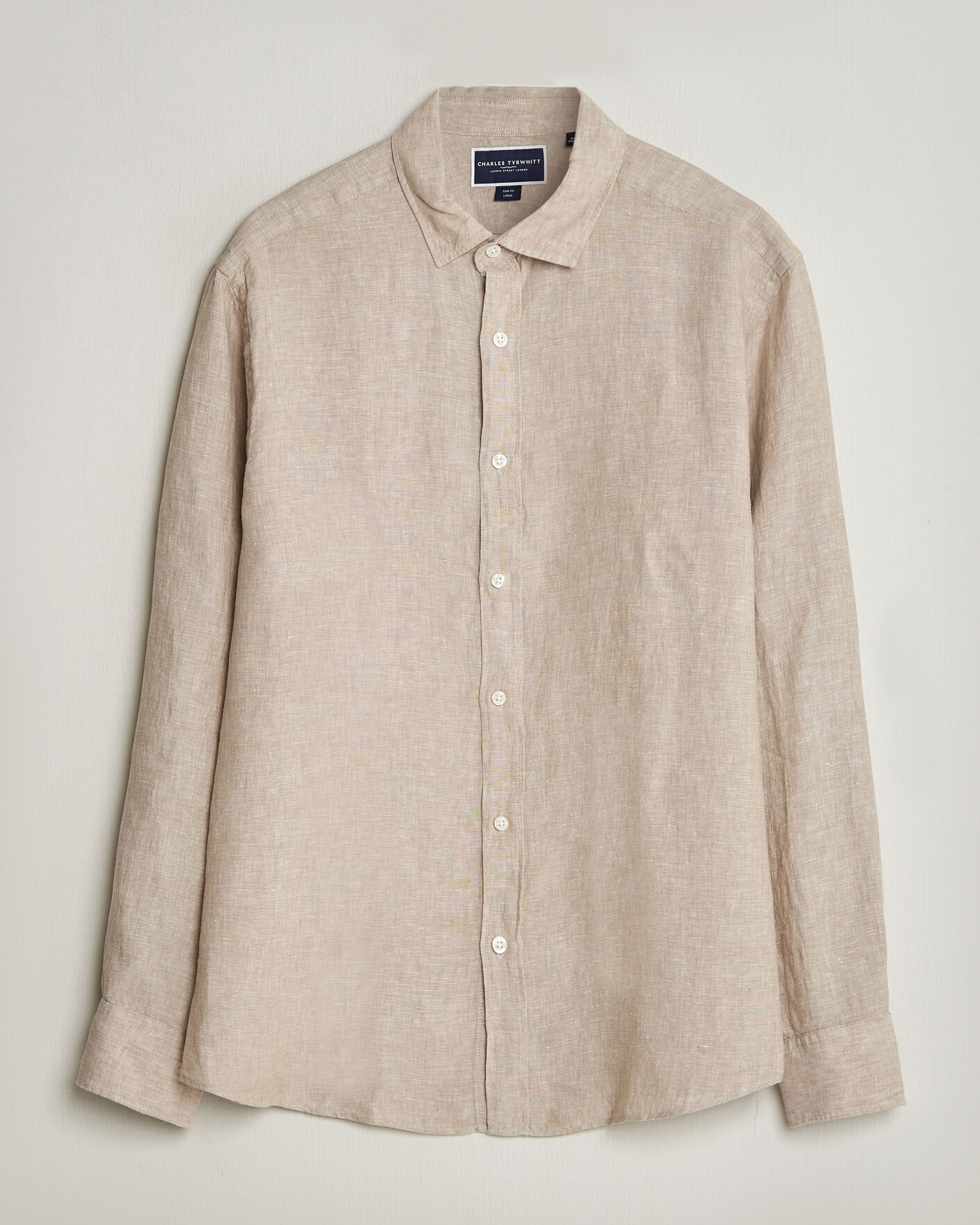 Mies | Kauluspaidat | Charles Tyrwhitt | Pure Linen Slim Fit Shirt Oatmeal