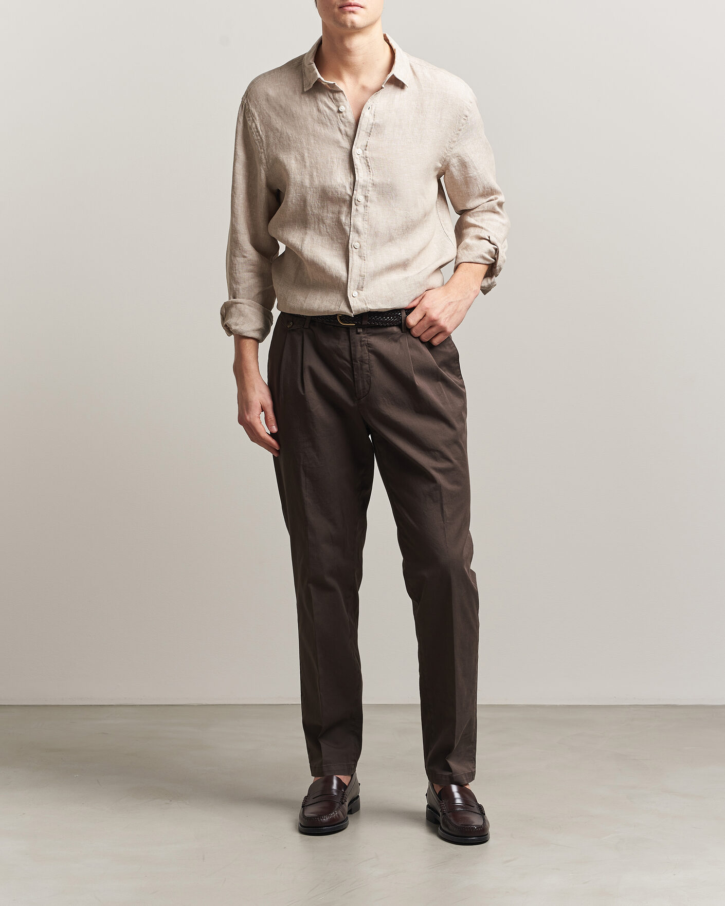 Mies | Kauluspaidat | Charles Tyrwhitt | Pure Linen Slim Fit Shirt Oatmeal