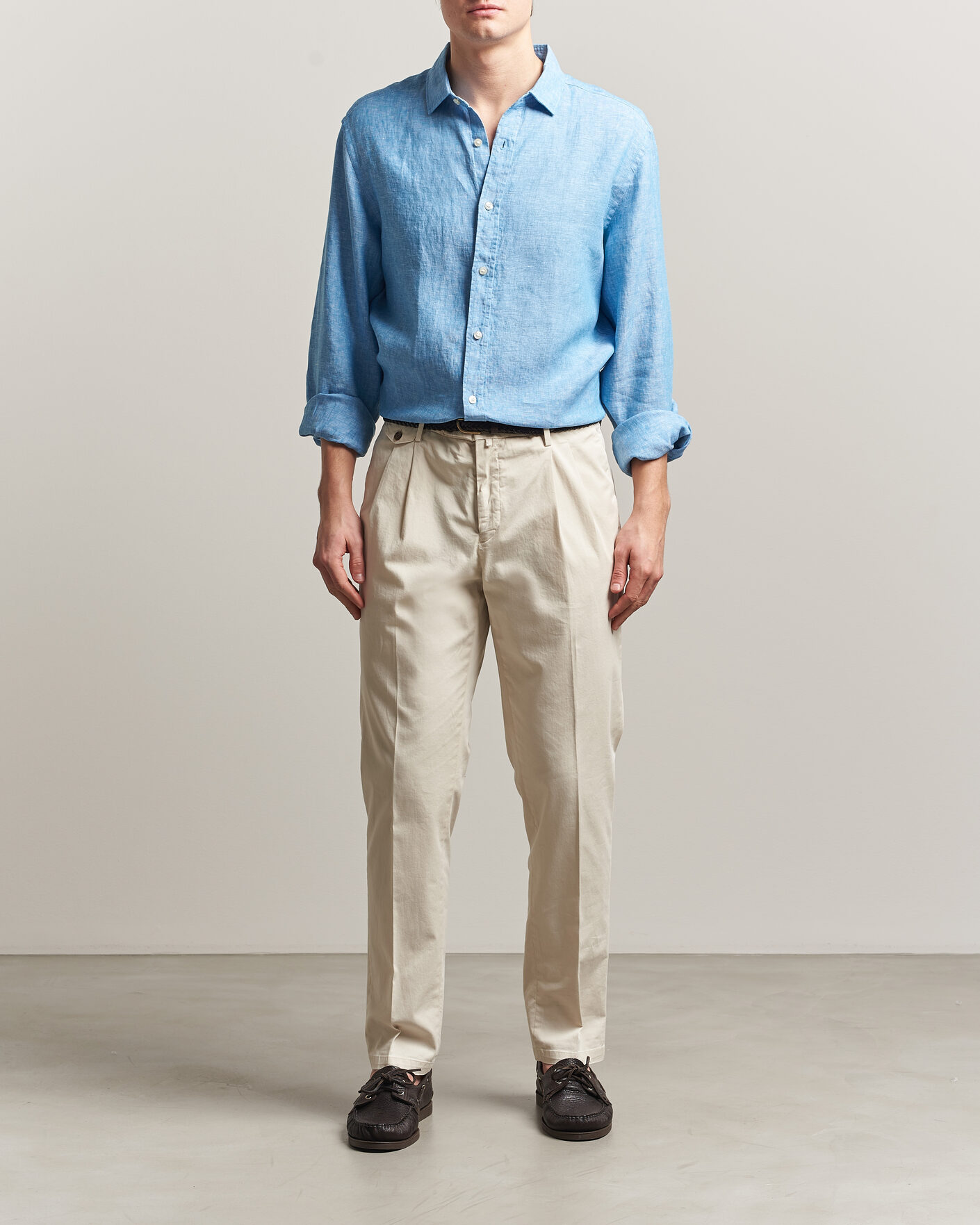 Mies | Kauluspaidat | Charles Tyrwhitt | Pure Linen Slim Fit Shirt Ocean Blue