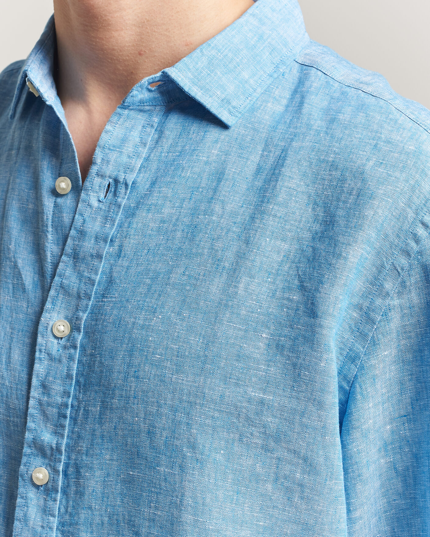 Mies | Kauluspaidat | Charles Tyrwhitt | Pure Linen Slim Fit Shirt Ocean Blue