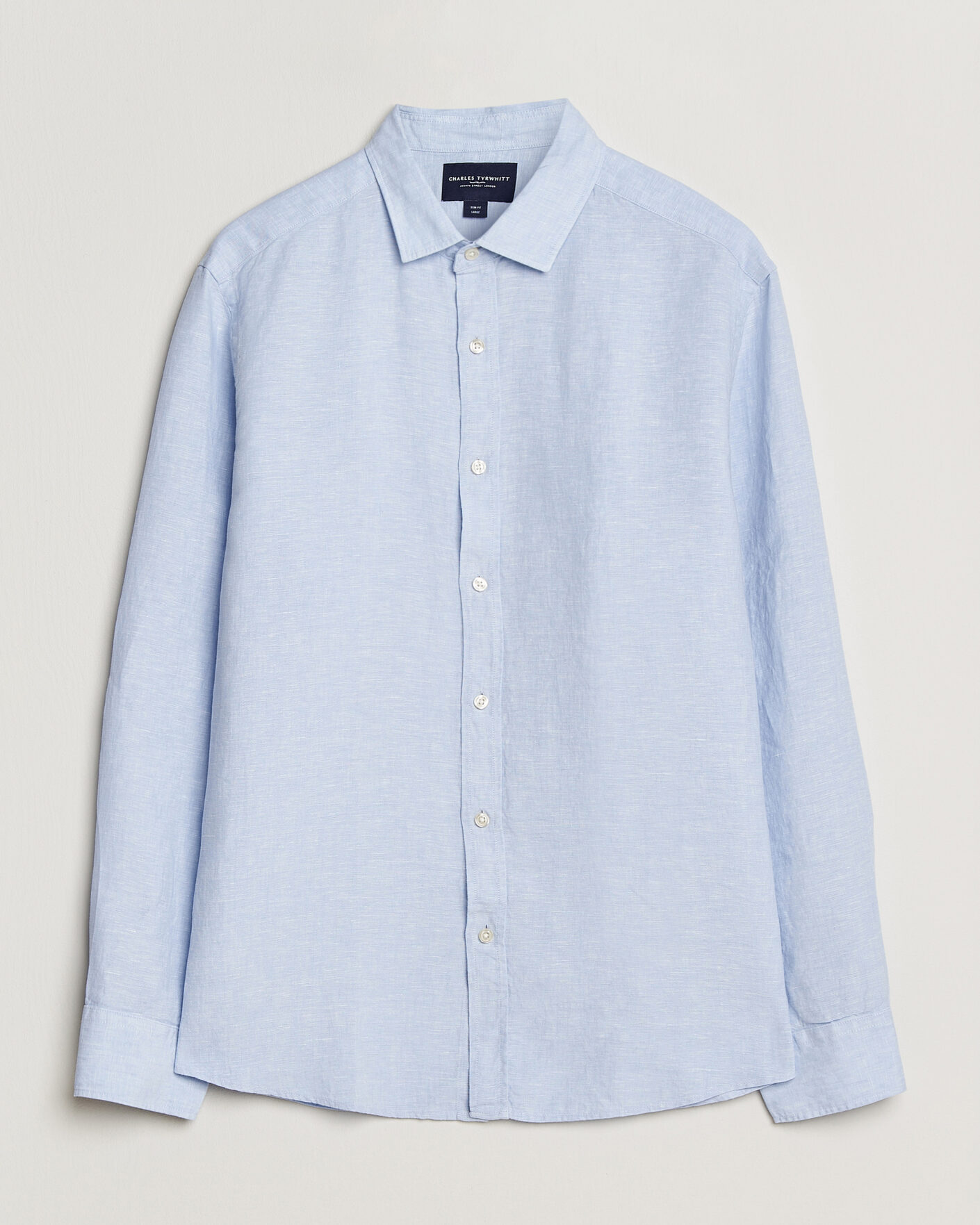 Mies | Kauluspaidat | Charles Tyrwhitt | Pure Linen Slim Fit Shirt Sky Blue