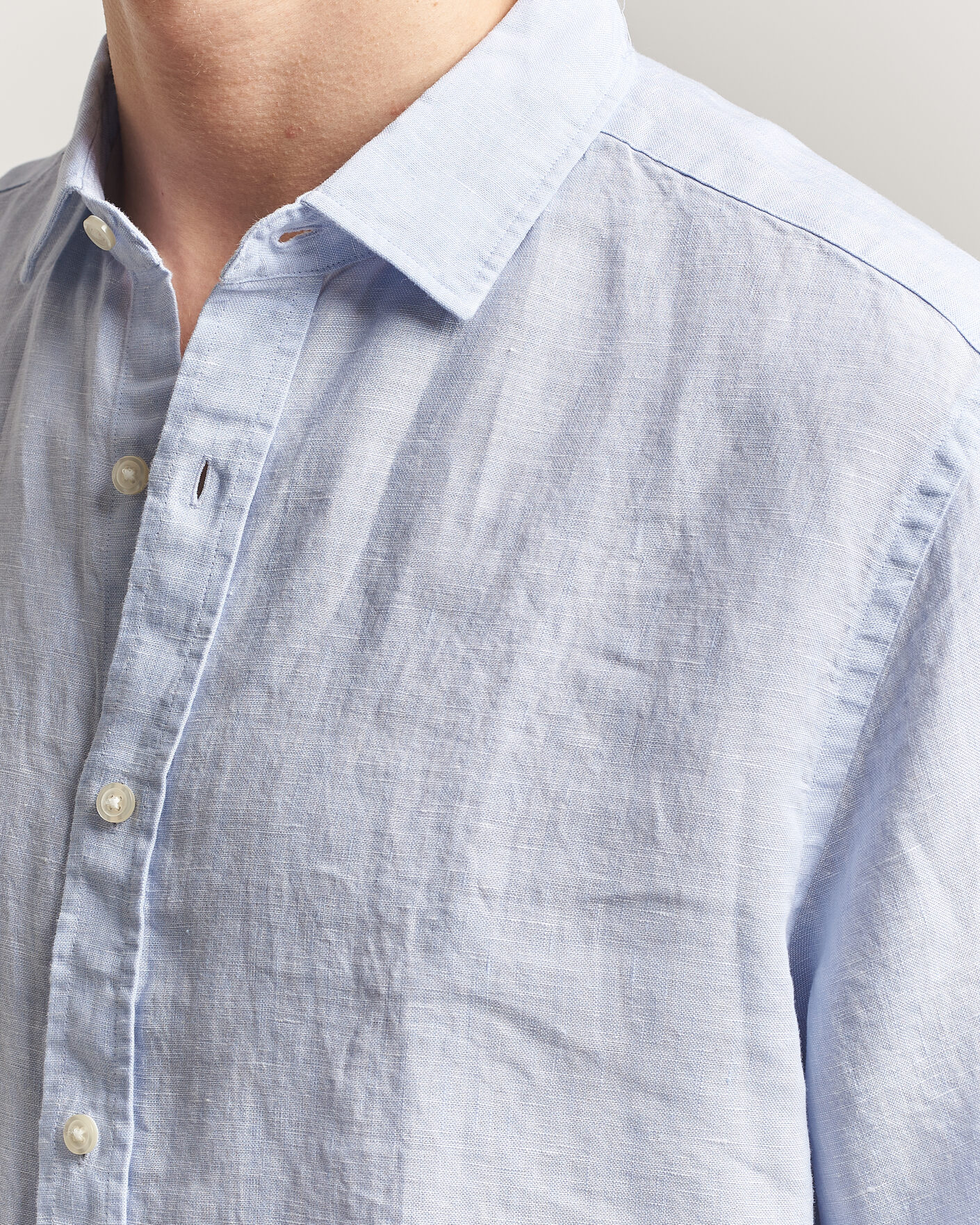 Mies | Kauluspaidat | Charles Tyrwhitt | Pure Linen Slim Fit Shirt Sky Blue