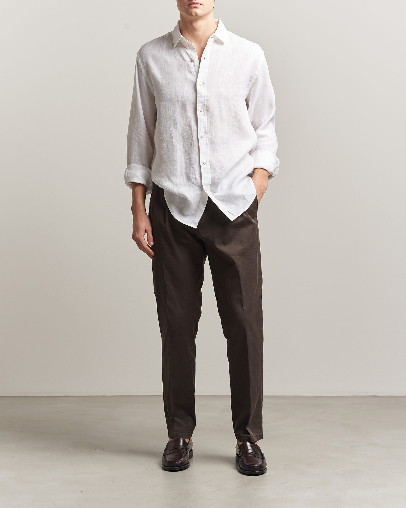 Mies | Kauluspaidat | Charles Tyrwhitt | Pure Linen Slim Fit Shirt White