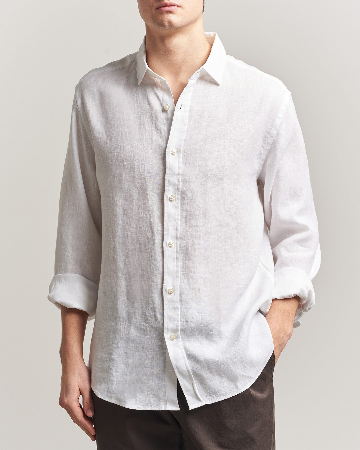 Mies | Kauluspaidat | Charles Tyrwhitt | Pure Linen Slim Fit Shirt White