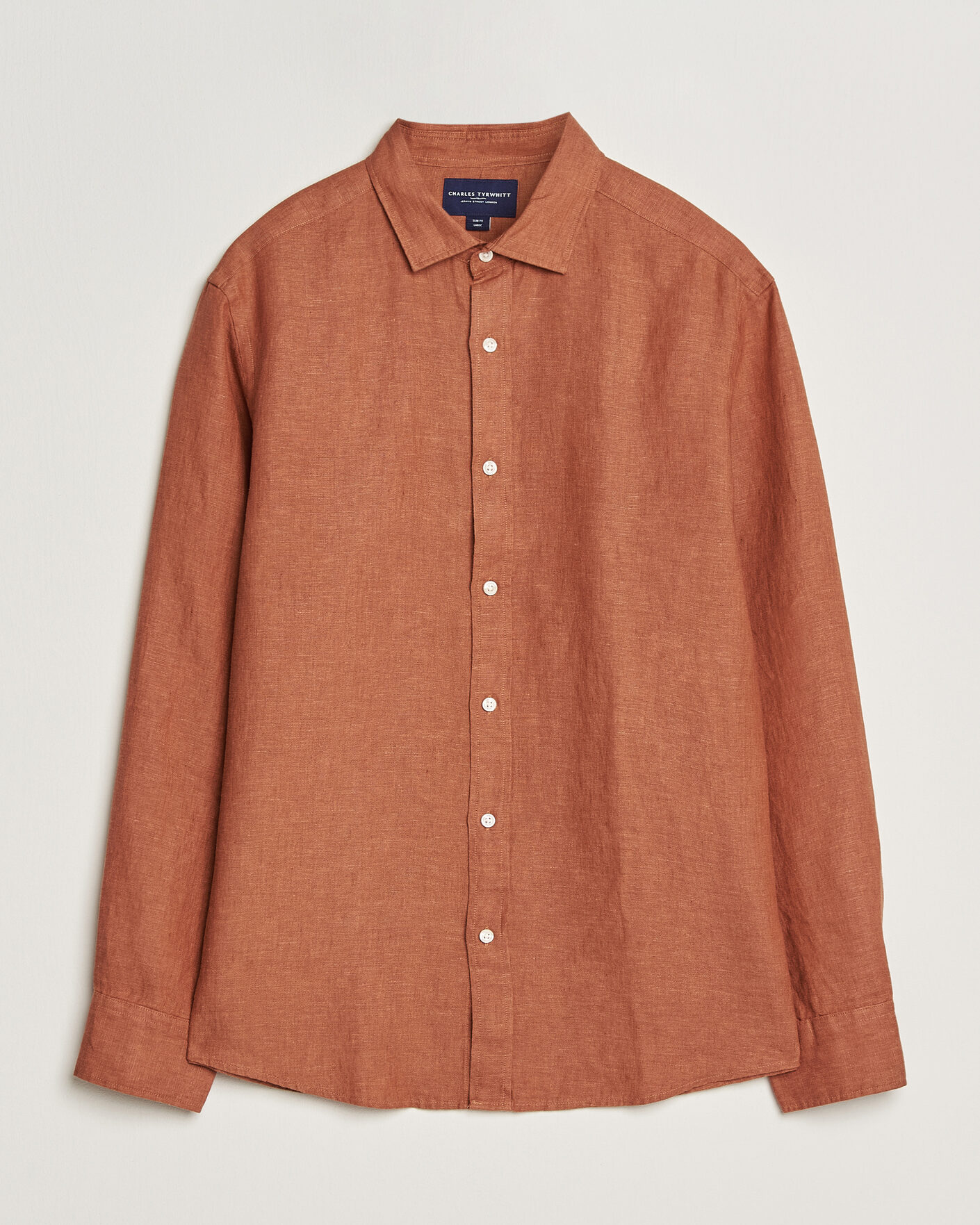 Mies | Kauluspaidat | Charles Tyrwhitt | Pure Linen Slim Fit Shirt Burnt Orange