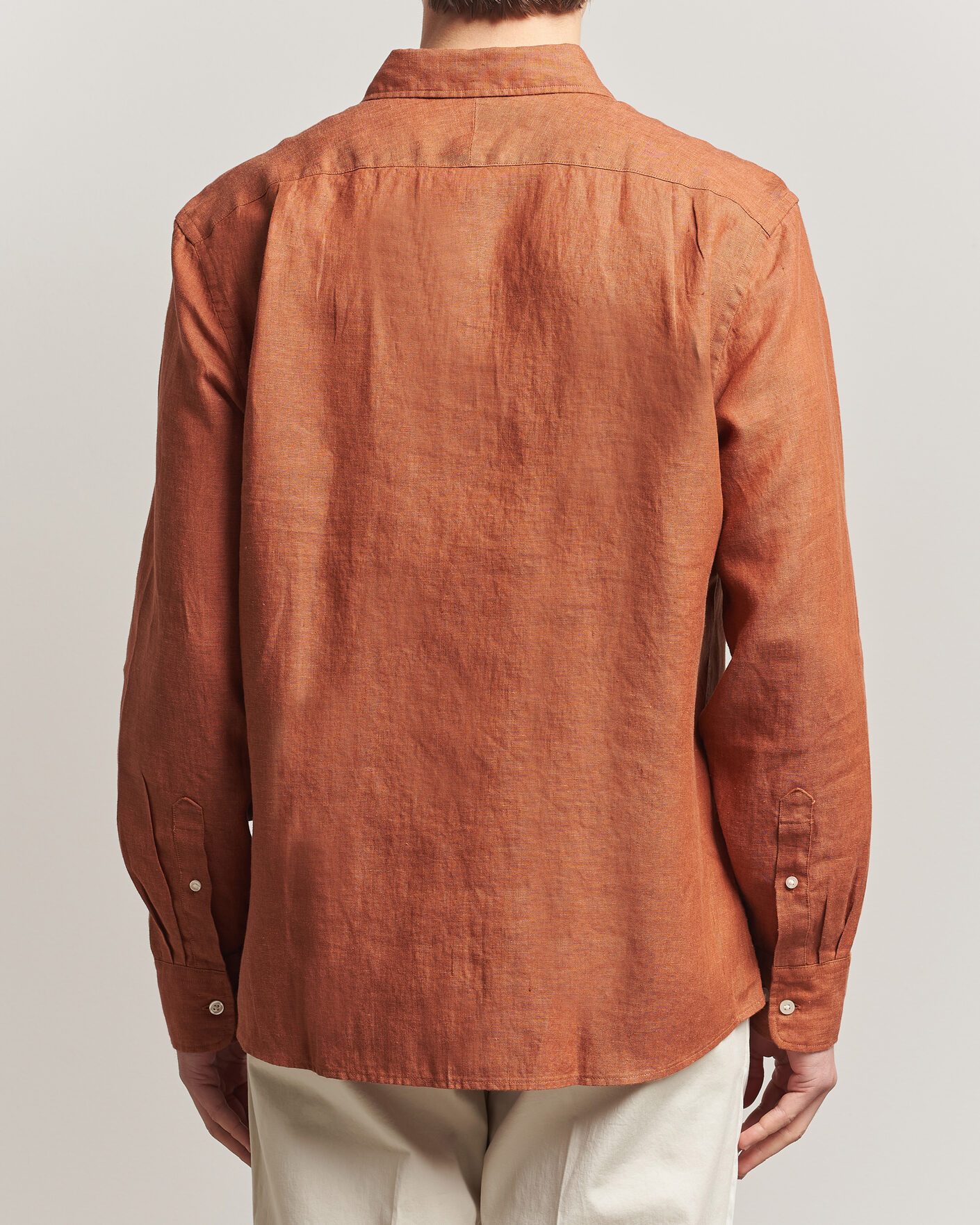 Mies | Kauluspaidat | Charles Tyrwhitt | Pure Linen Slim Fit Shirt Burnt Orange