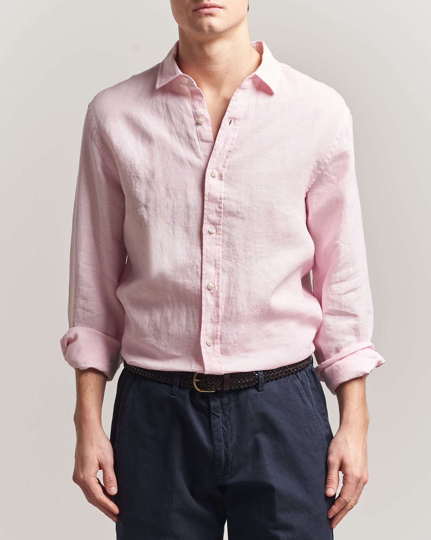 Mies | Kauluspaidat | Charles Tyrwhitt | Pure Linen Slim Fit Shirt Pink