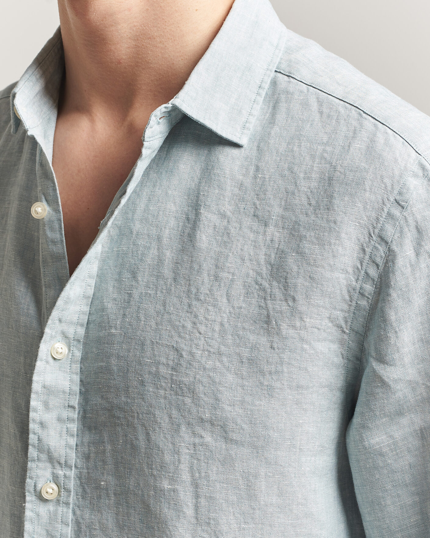 Mies | Kauluspaidat | Charles Tyrwhitt | Pure Linen Slim Fit Shirt Pale Teal Green