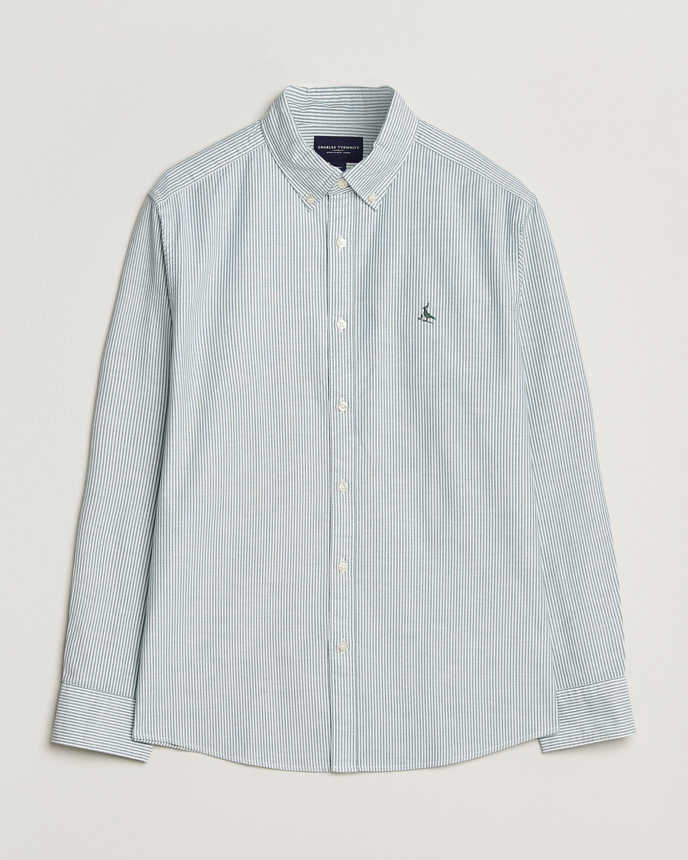 Mies | Kauluspaidat | Charles Tyrwhitt | Button Down Stretch Oxford Shirt Green/White