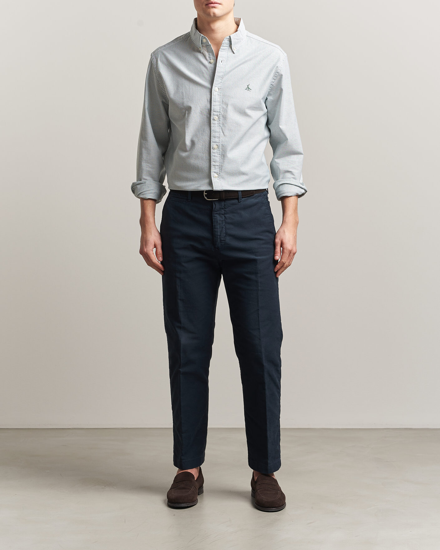 Mies | Kauluspaidat | Charles Tyrwhitt | Button Down Stretch Oxford Shirt Green/White