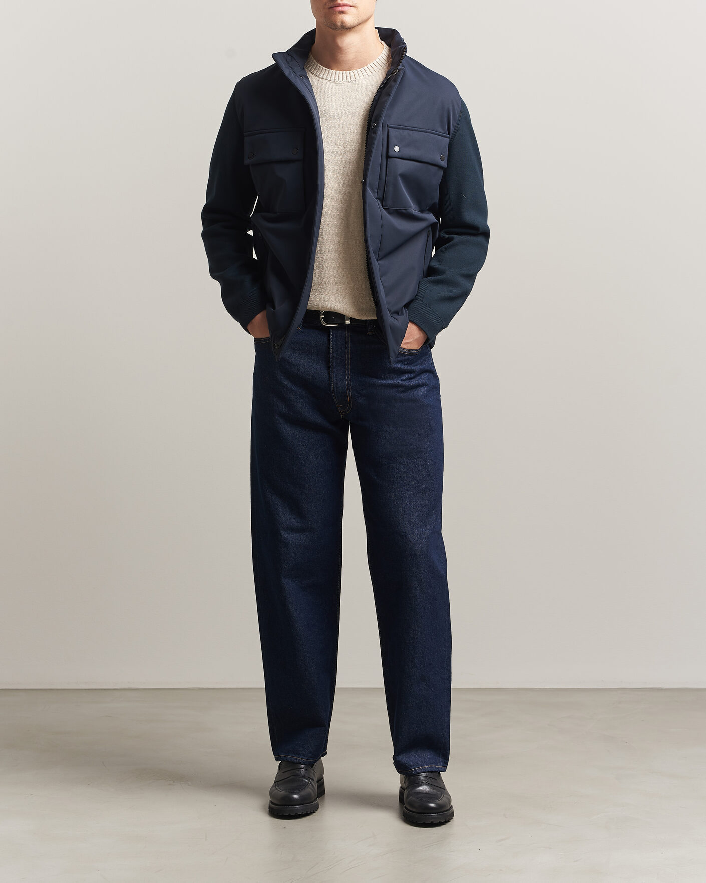 Mies | Takit | Woolrich | Two Layers Hybrid Jacket Melton Blue