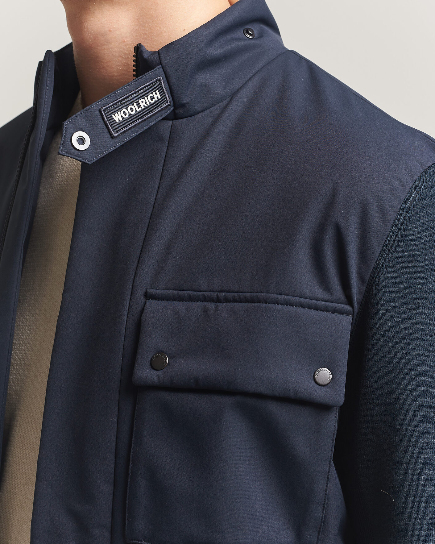 Mies | Takit | Woolrich | Two Layers Hybrid Jacket Melton Blue