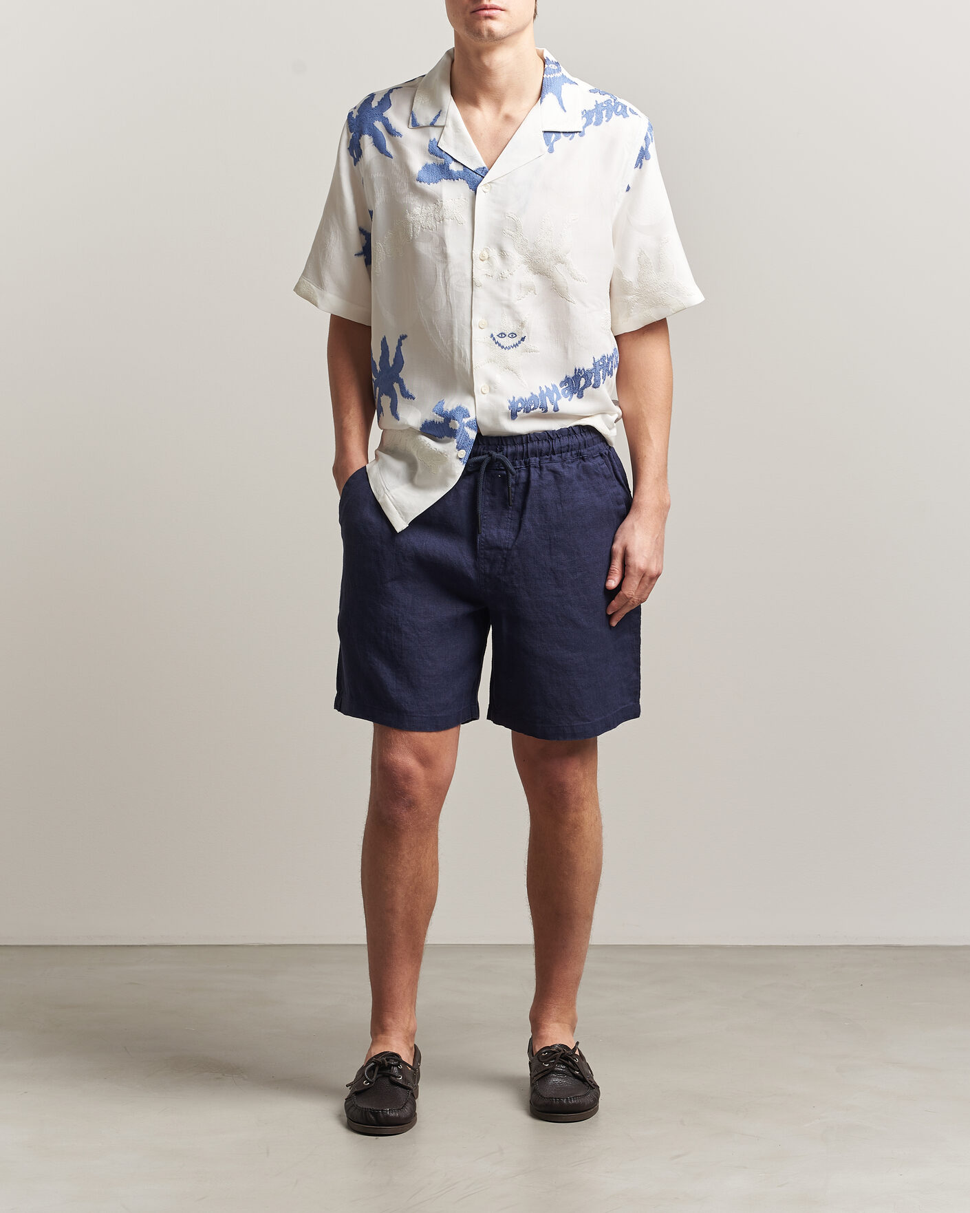 Mies | Shortsit | OAS | Porto Linen Shorts Navy