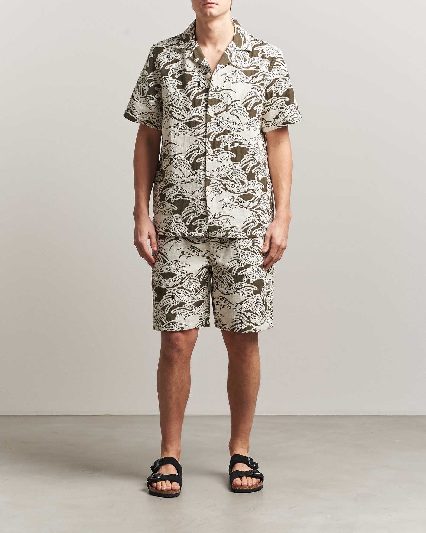 Mies | Kauluspaidat | OAS | Cuba Short Sleeve Shirt Rouge Ecru