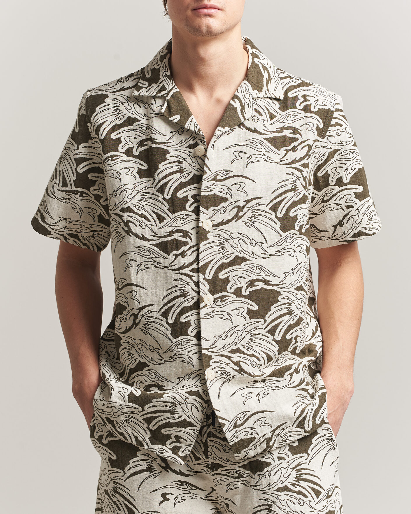 Mies | Kauluspaidat | OAS | Cuba Short Sleeve Shirt Rouge Ecru